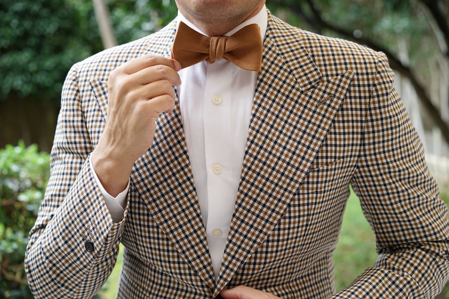 Dark Mustard Twill Linen Self Bow Tie