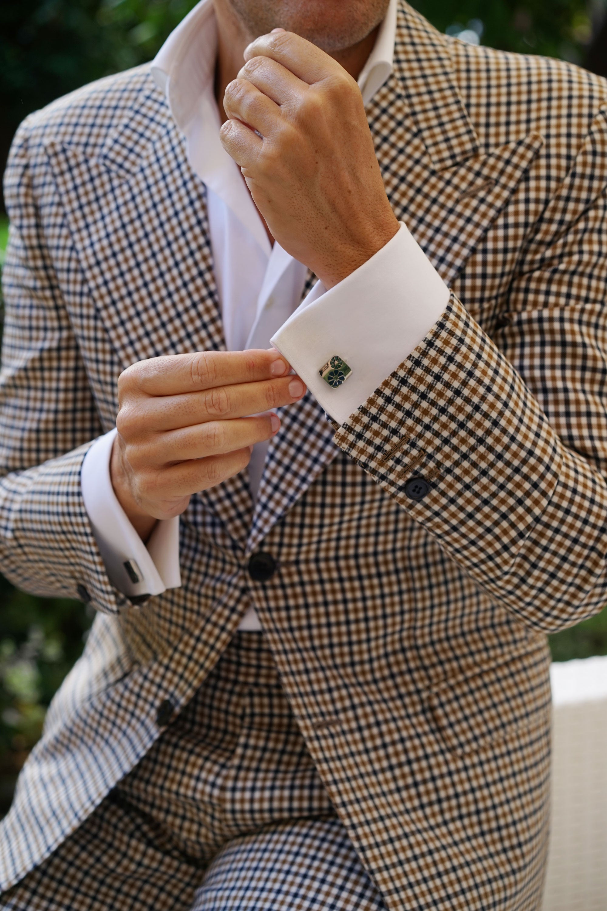 Silver with Blue Flower Cufflinks