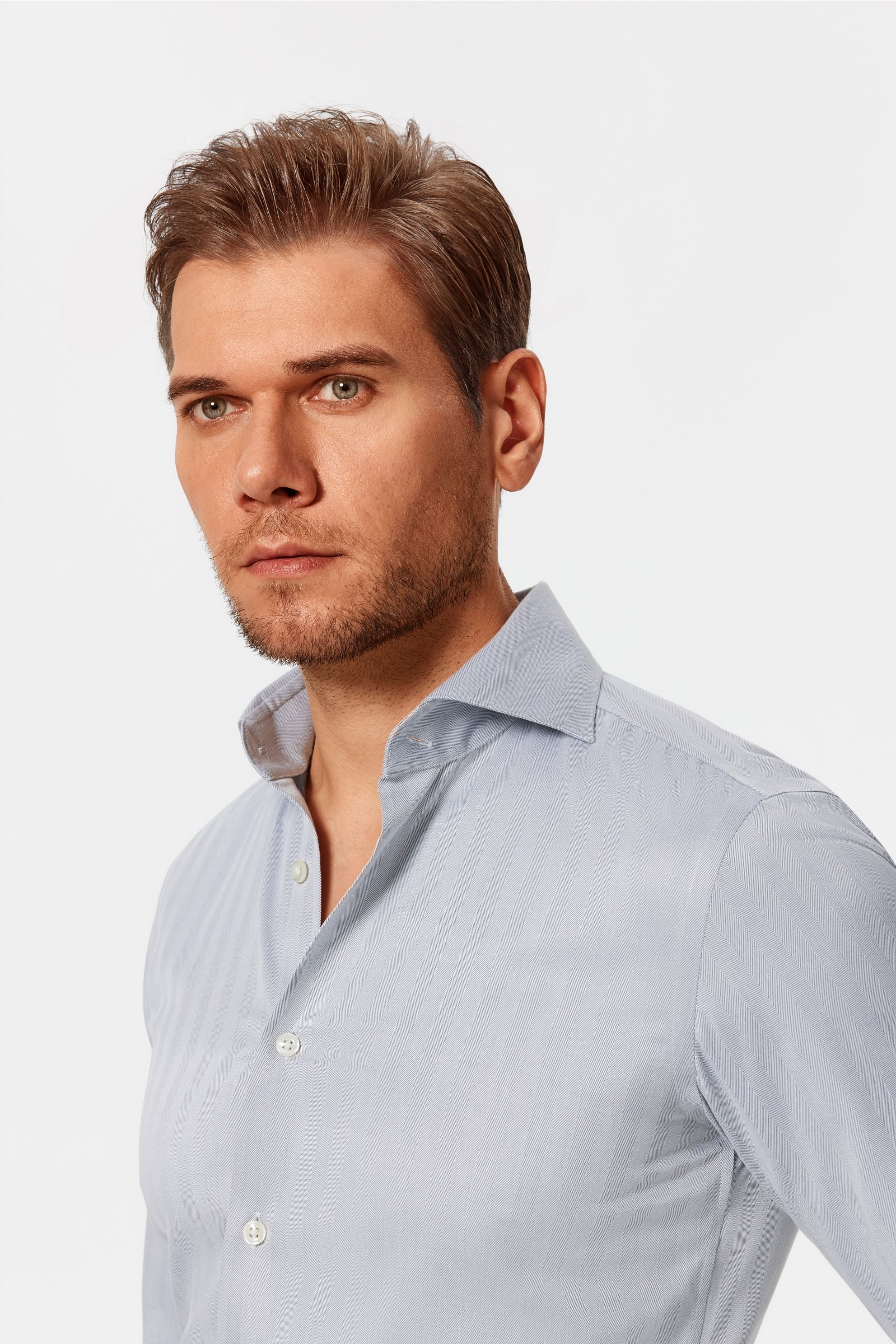 Van Patten Gray Herringbone Lucious Non-Iron Shirt