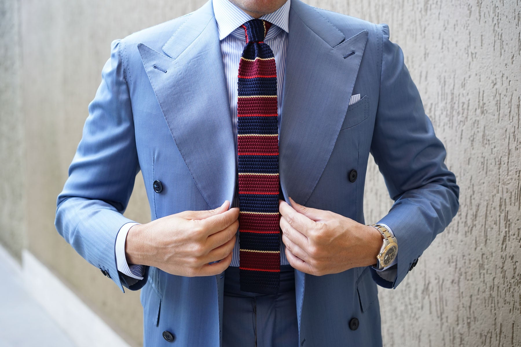 Mr Cooper Maroon Striped Knitted Tie