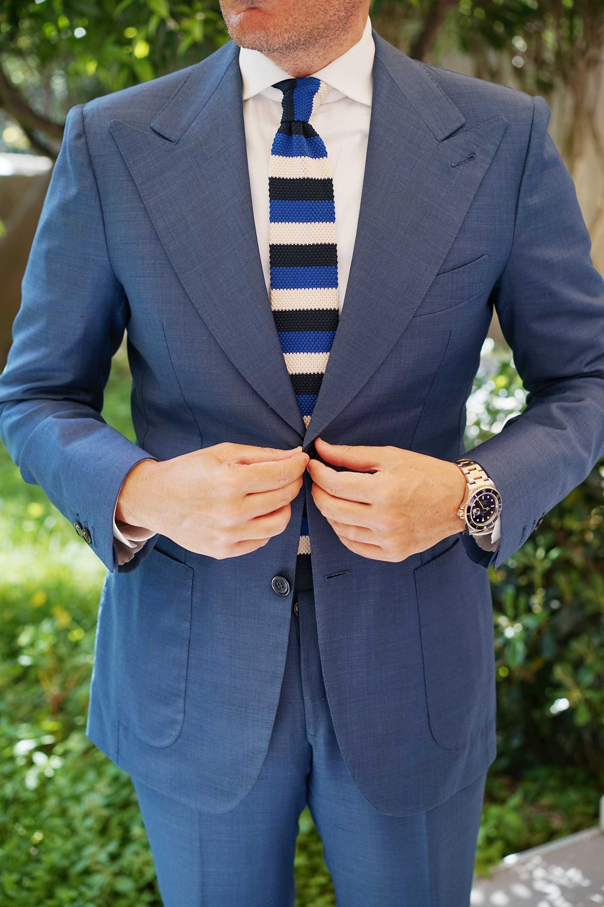 Jimmy the Gent Blue Striped Knitted Tie