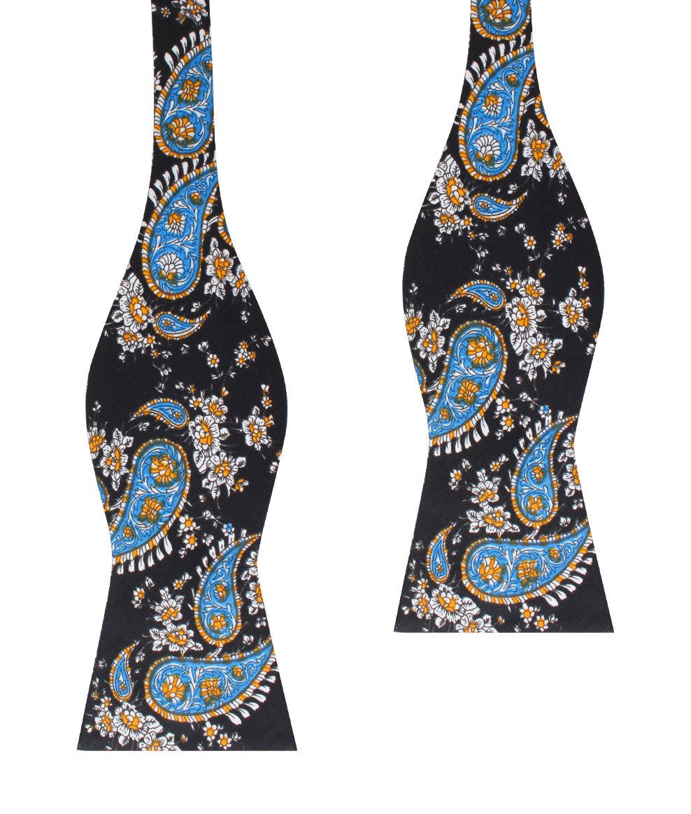 Venetian Lagoon Blue Paisley Self Bow Tie