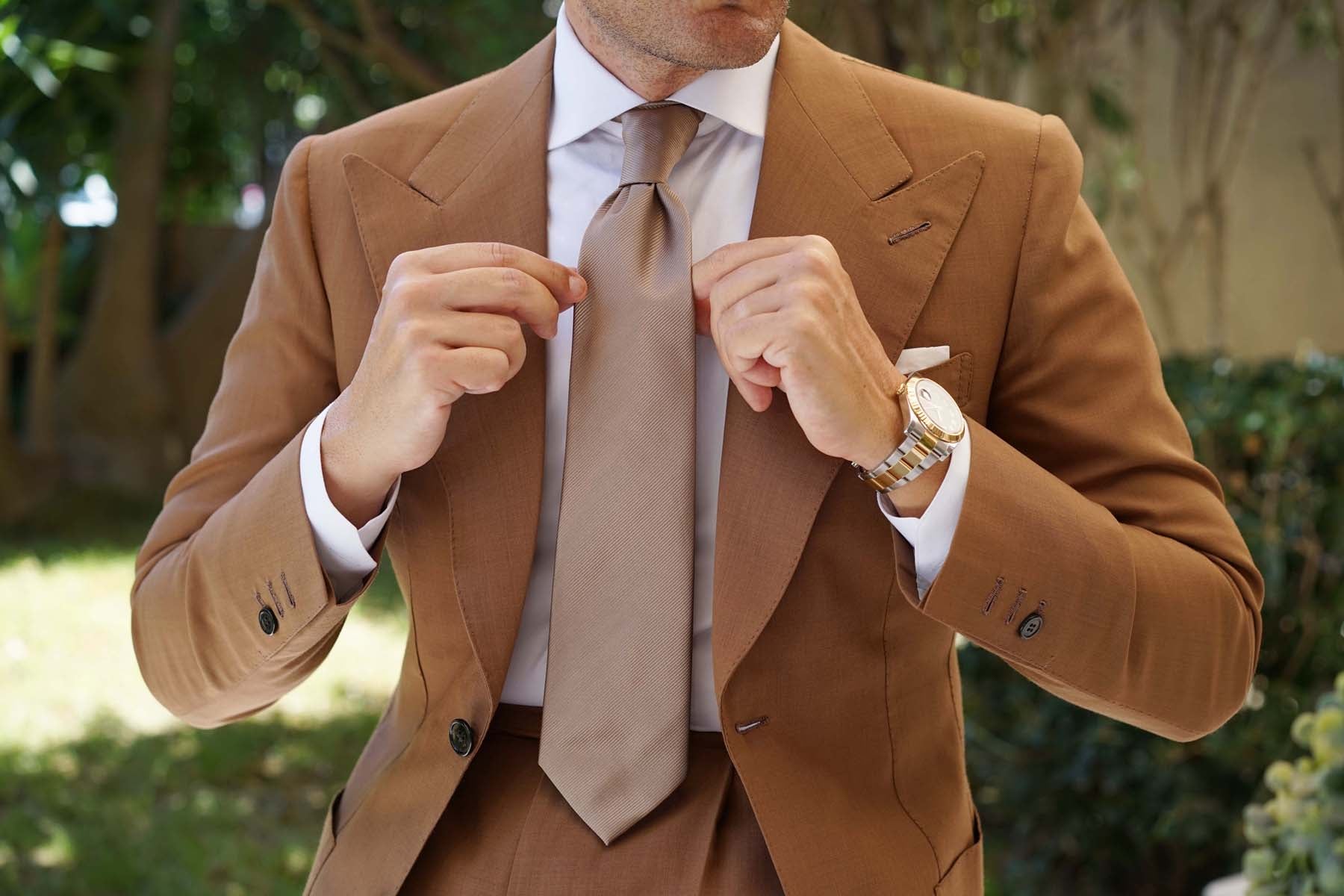 Dune Beige Brown Twill Necktie