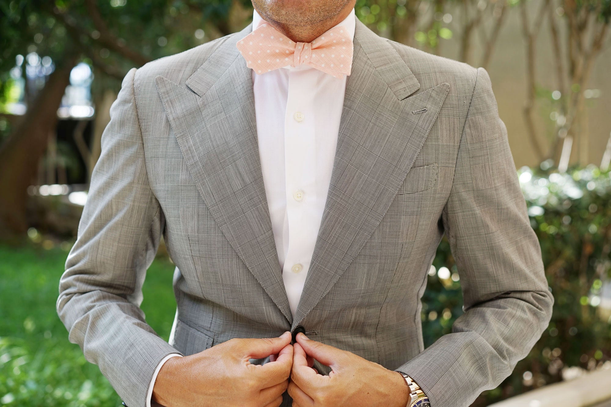 Pink Panther Polkadot Diamond Self Bow Tie