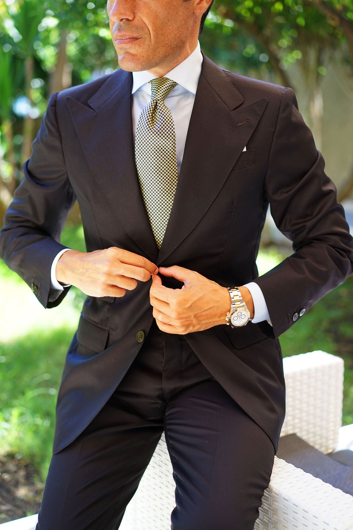 Yellow Houndstooth Tie