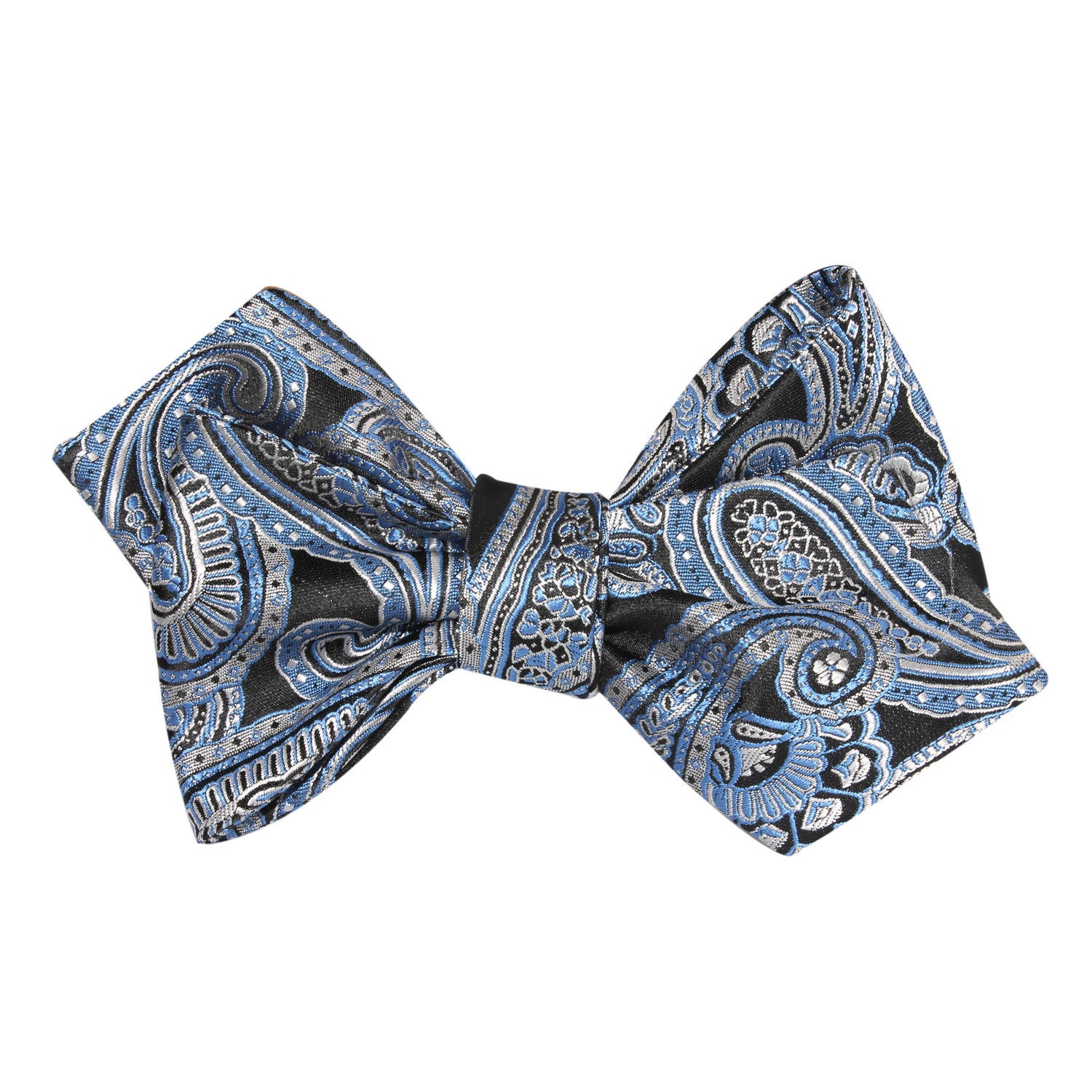 Paisley Blue Self Tie Diamond Tip Bow Tie