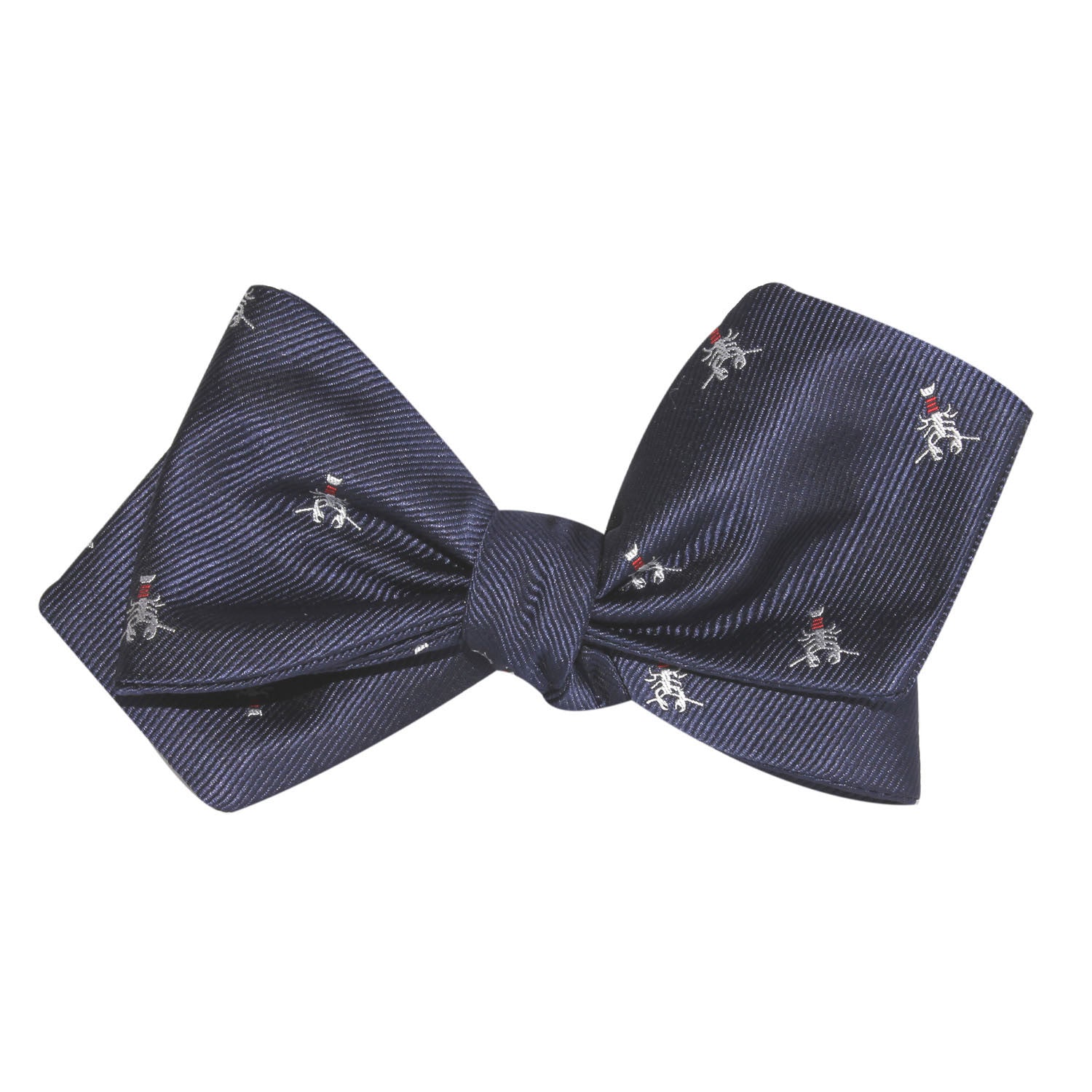 Navy Blue Lobster Self Tie Diamond Tip Bow Tie