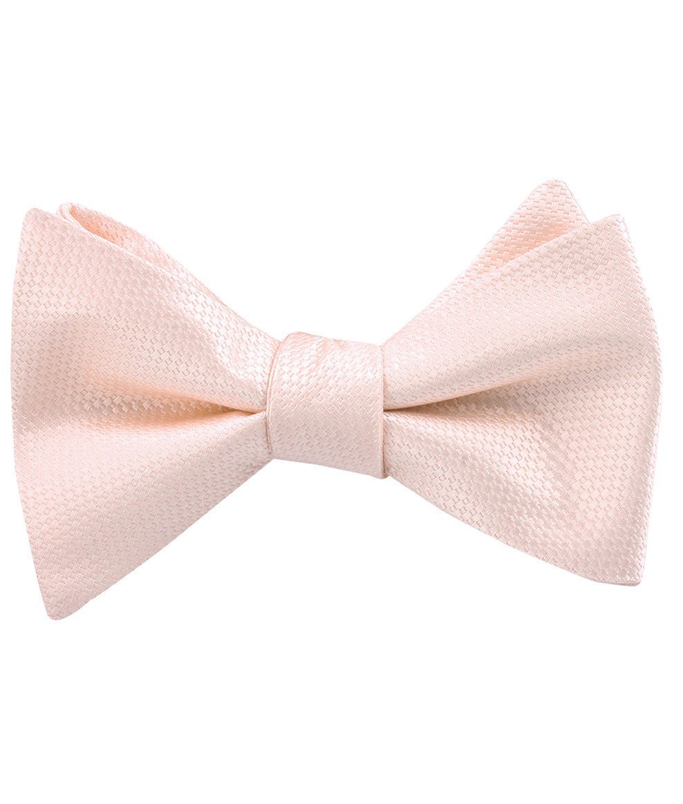 Blush Pink Basket Weave Self Bow Tie