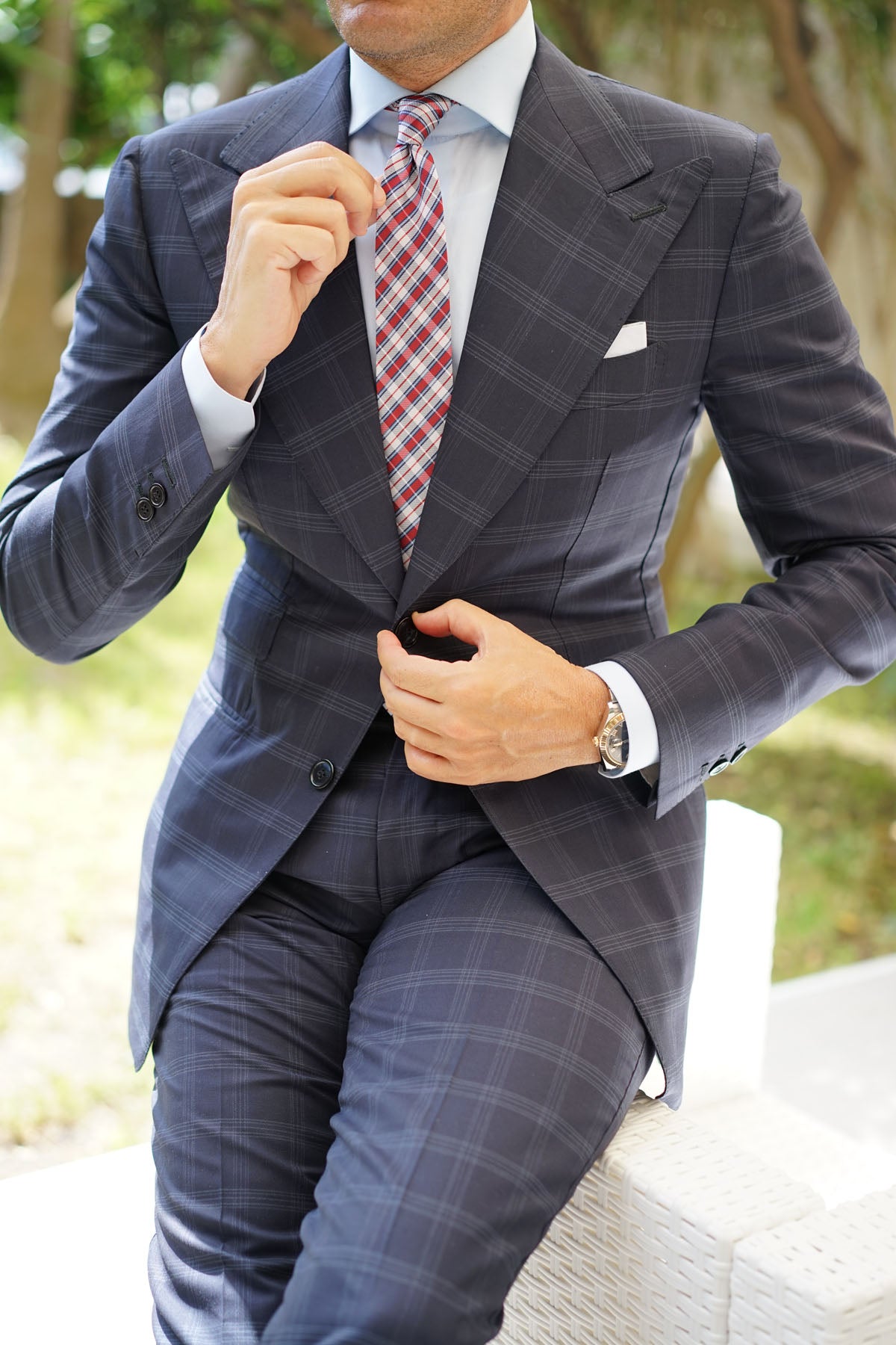 Tango Maroon with Blue Stripes Skinny Tie