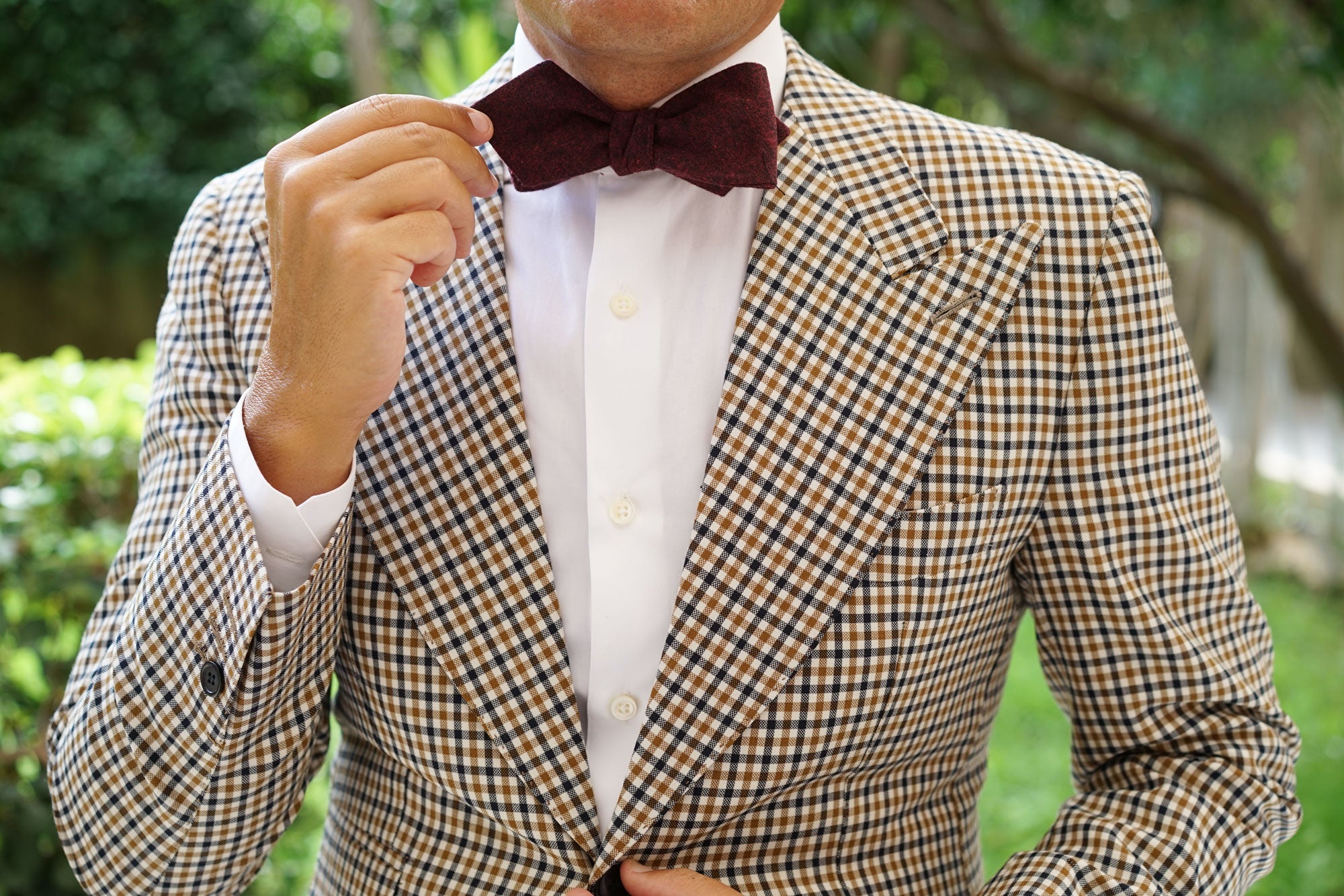 Brooklyn Burnt Red Diamond Self Bow Tie