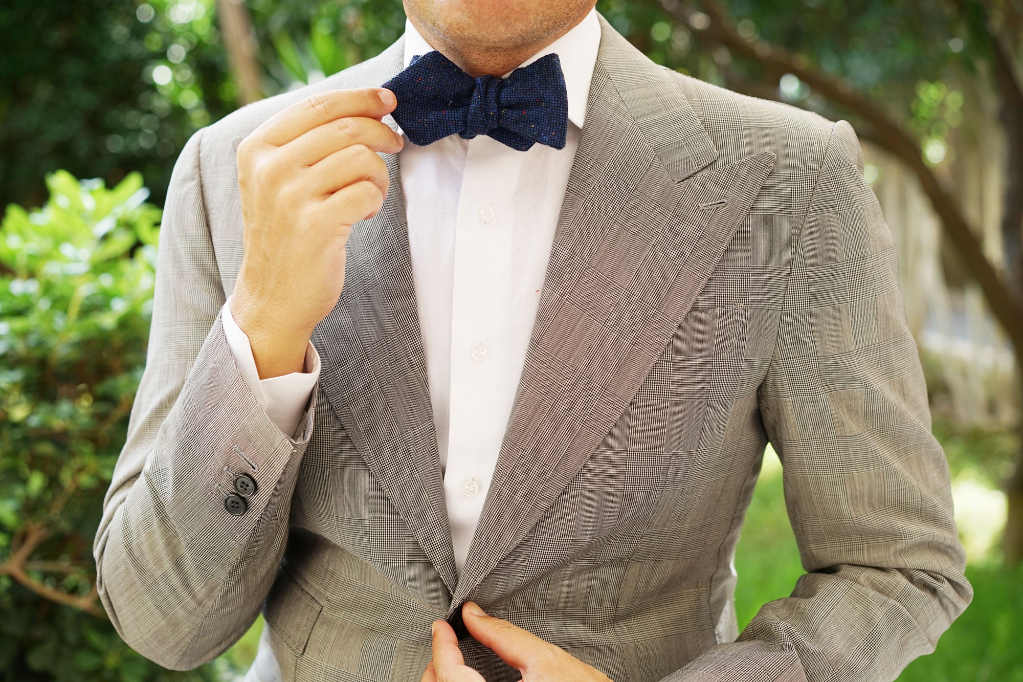 Speckles on Blue Donegal Diamond Self Bow Tie