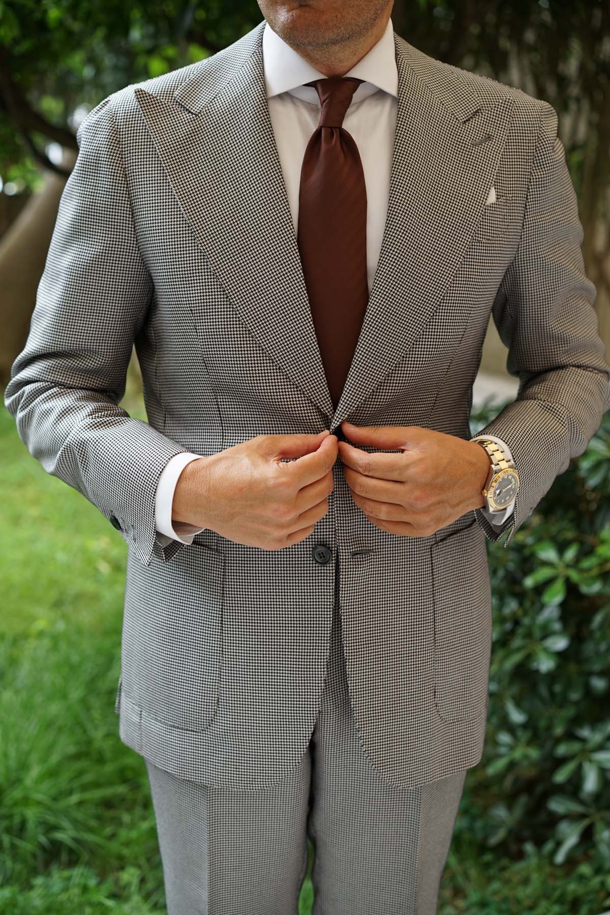 Cinnamon Brown Striped Necktie