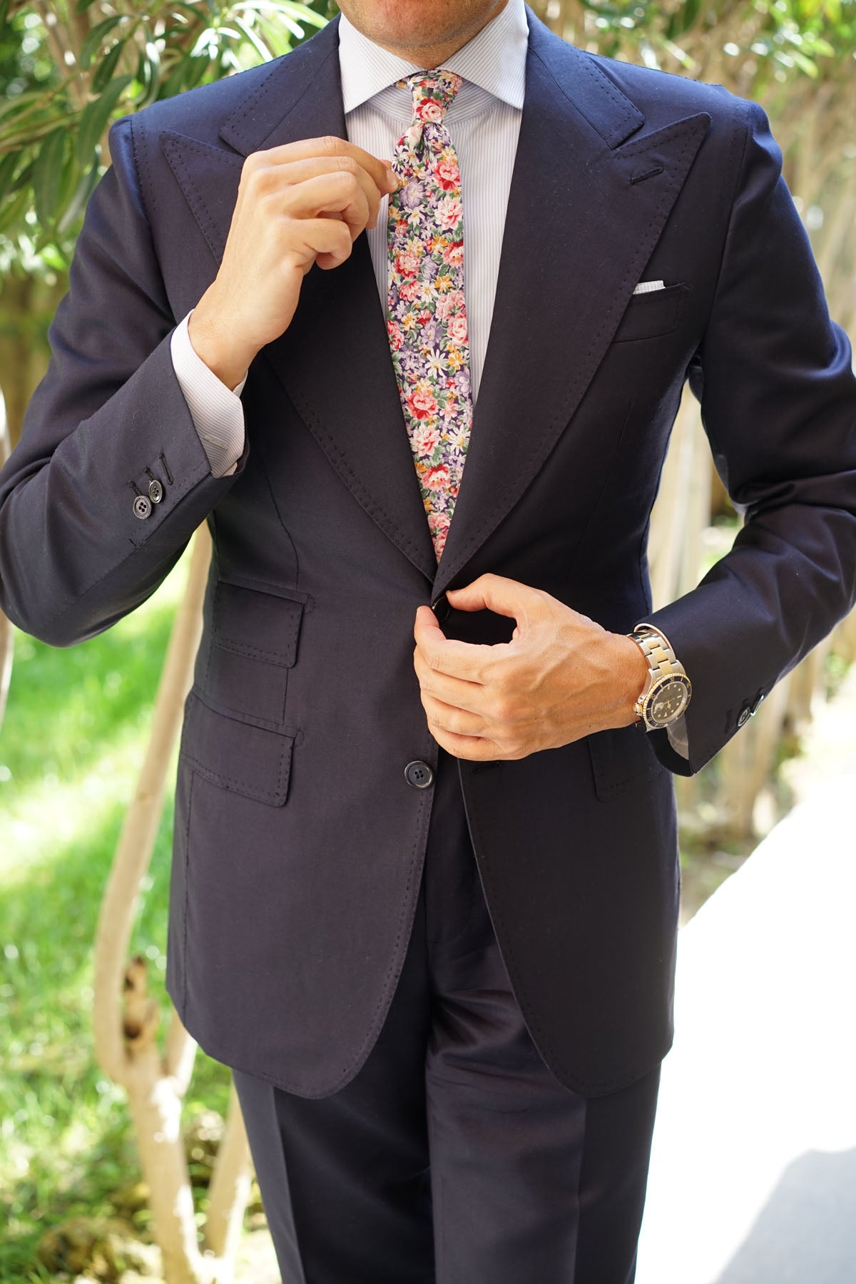 Purple Giverny Floral Skinny Tie