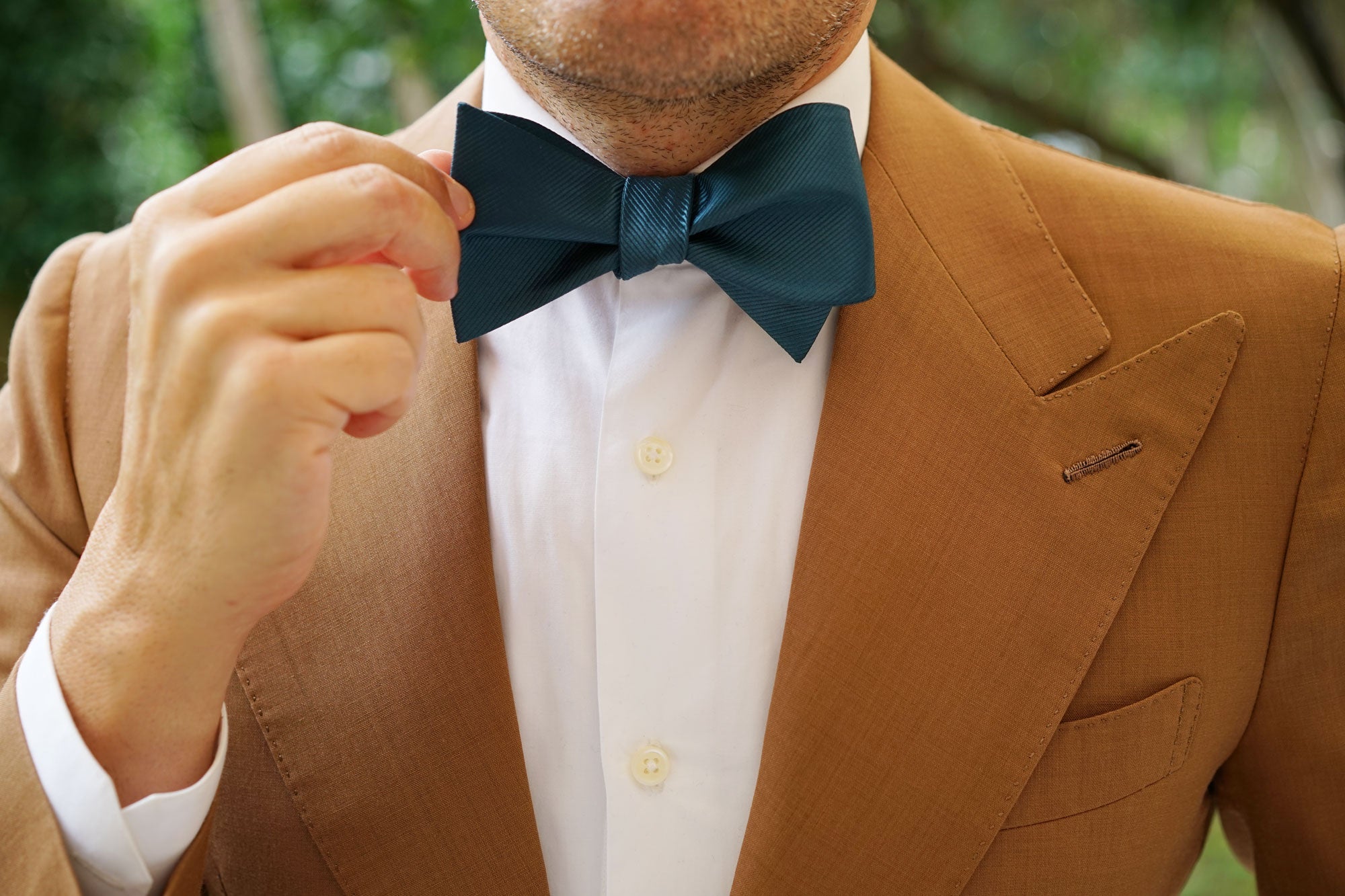 Deep Jade Twill Self Bow Tie