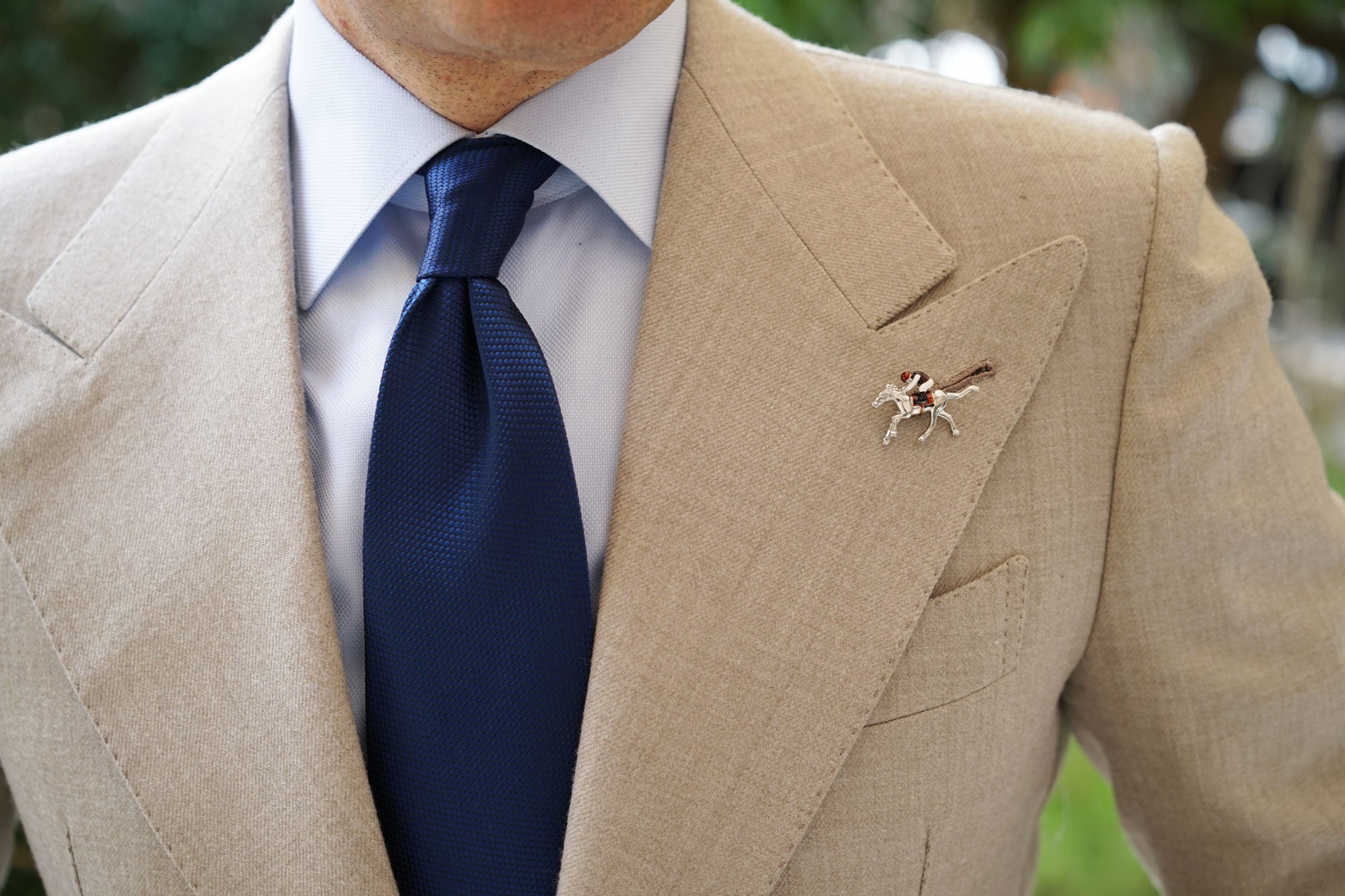 Burgundy Jockey Racehorse Lapel Pin