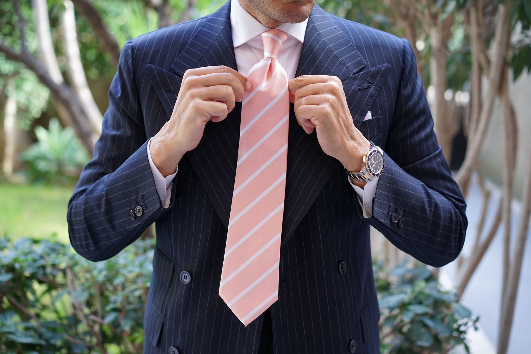 Peach Striped Necktie