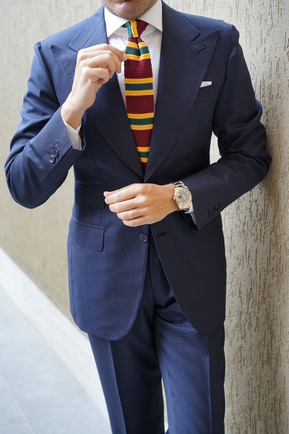 Gable Maroon Striped Knitted Tie