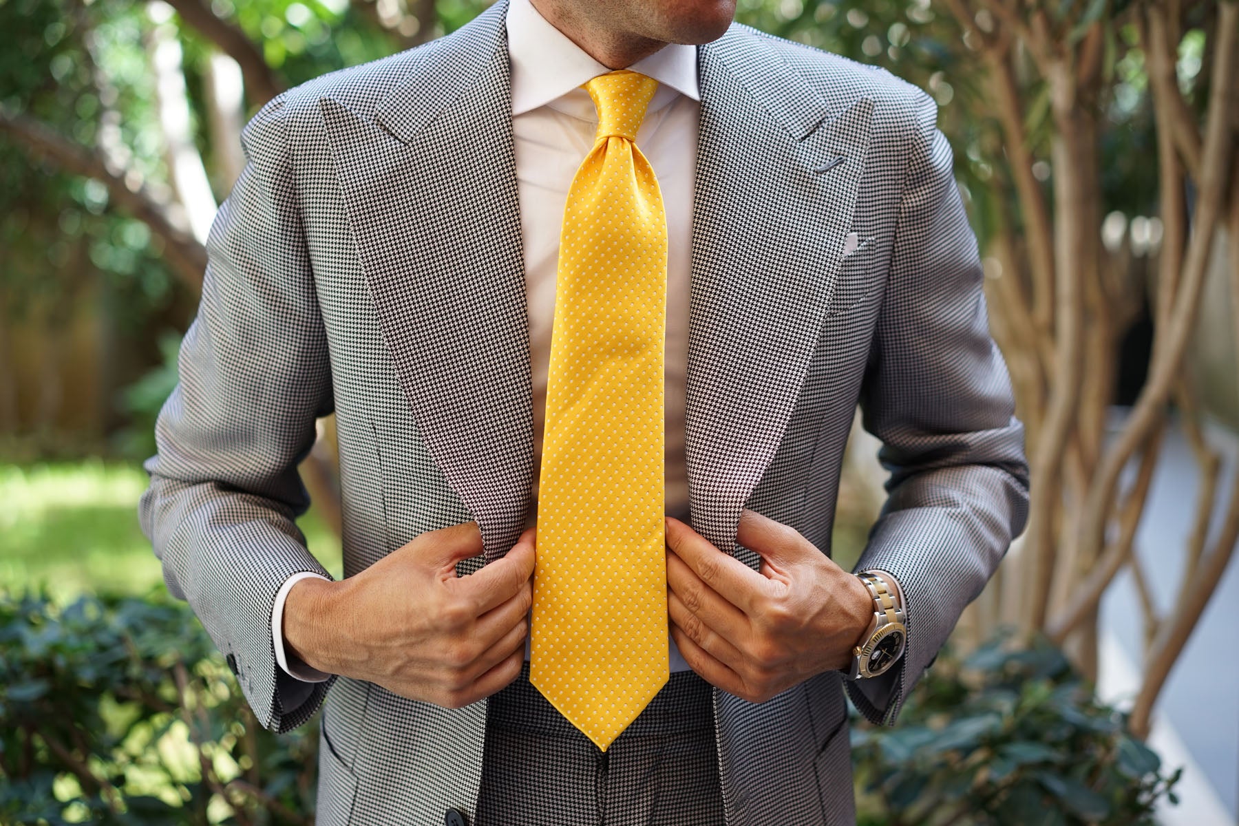 Yellow Mini Polka Dots Necktie