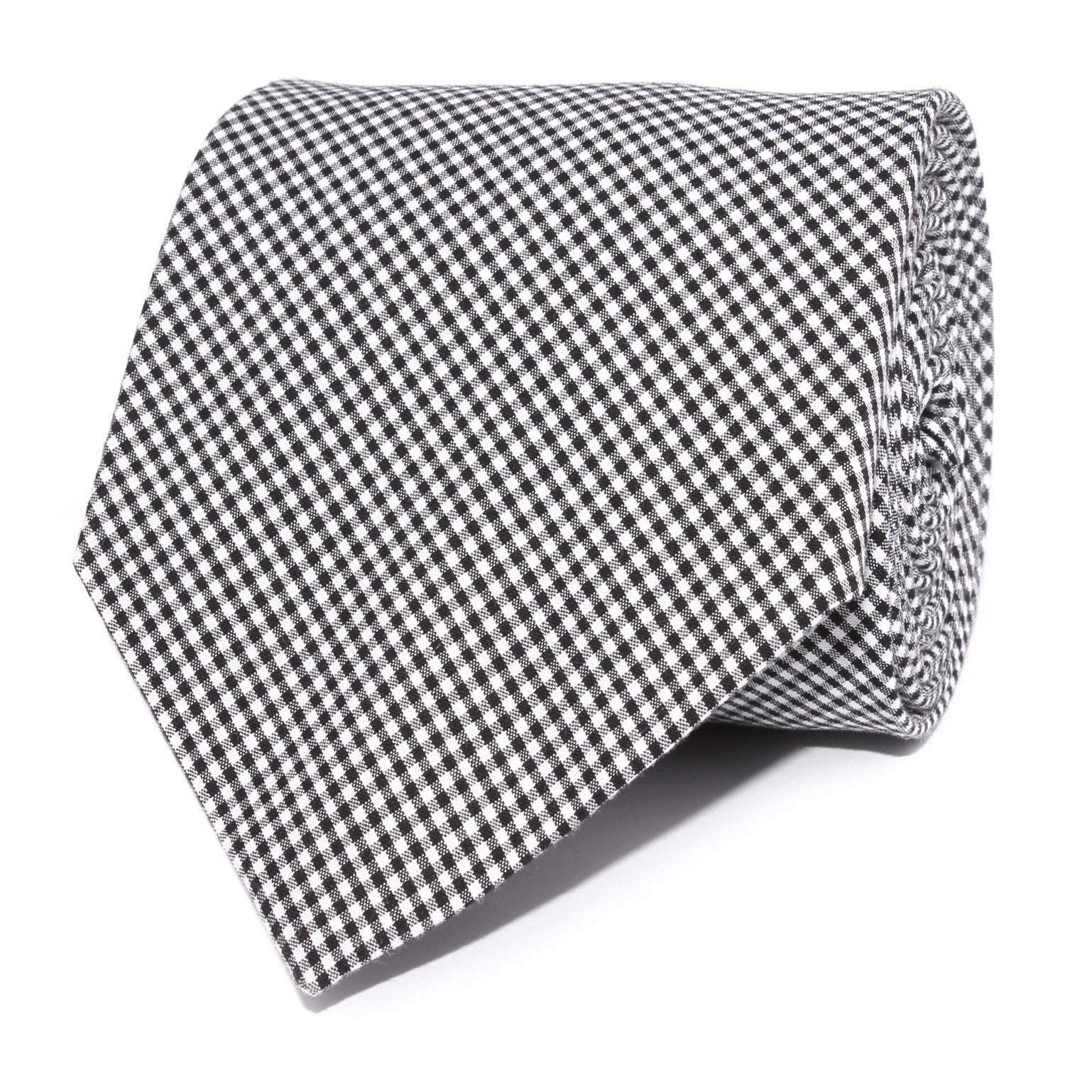 Black Gingham Cotton Necktie