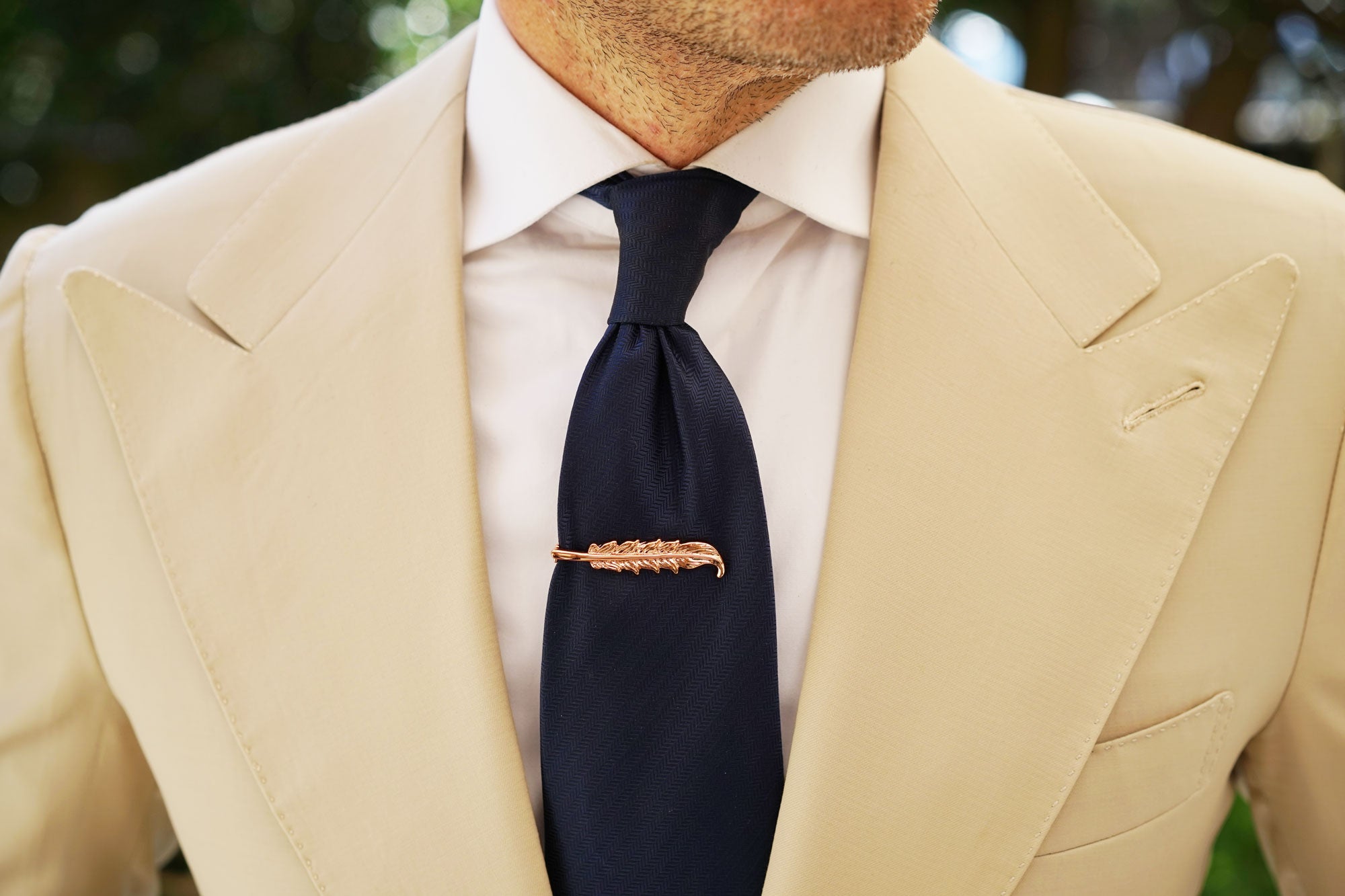 Rose Gold Feather Quill Tie Bar