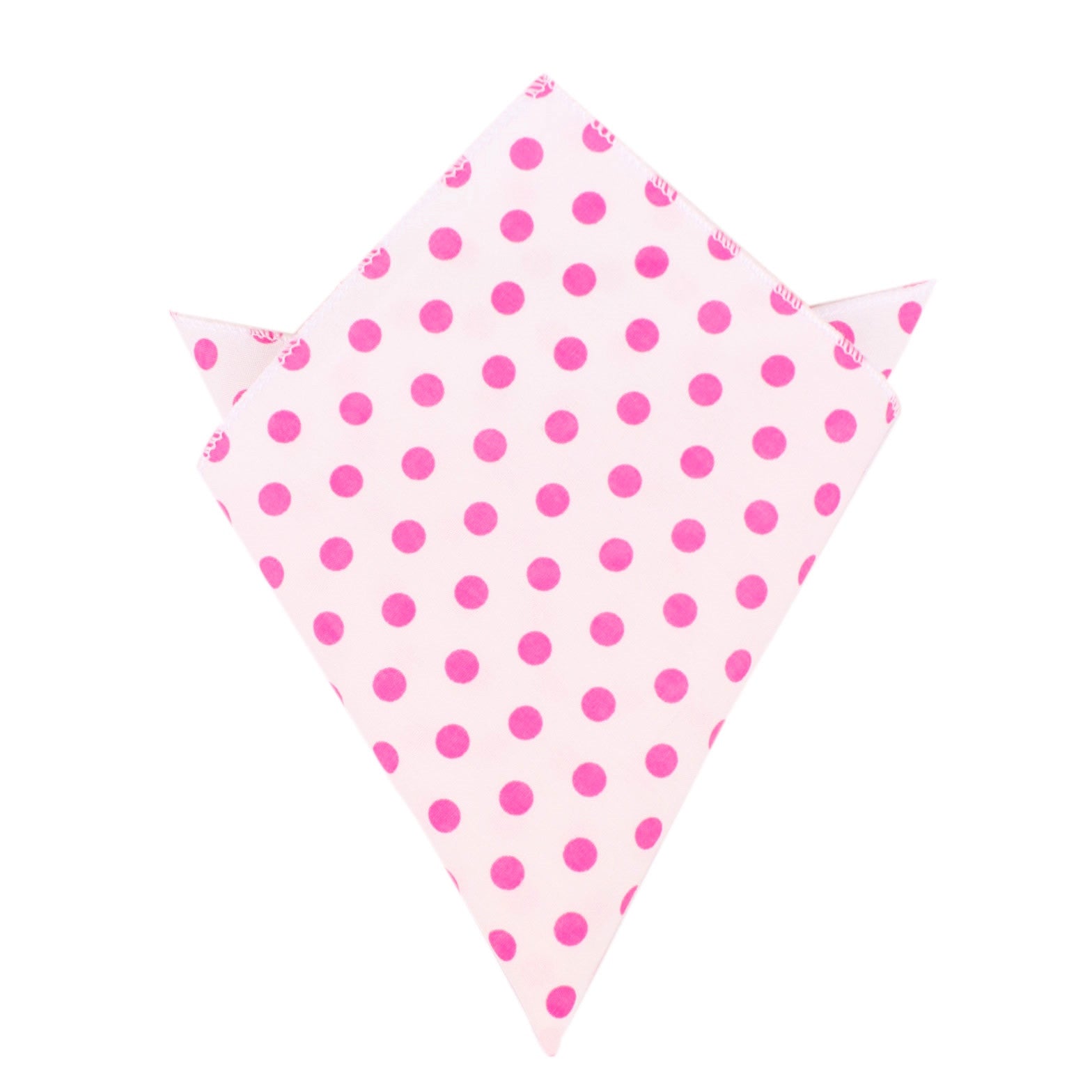 White Cotton with Large Hot Pink Polka Dots Pocket Square