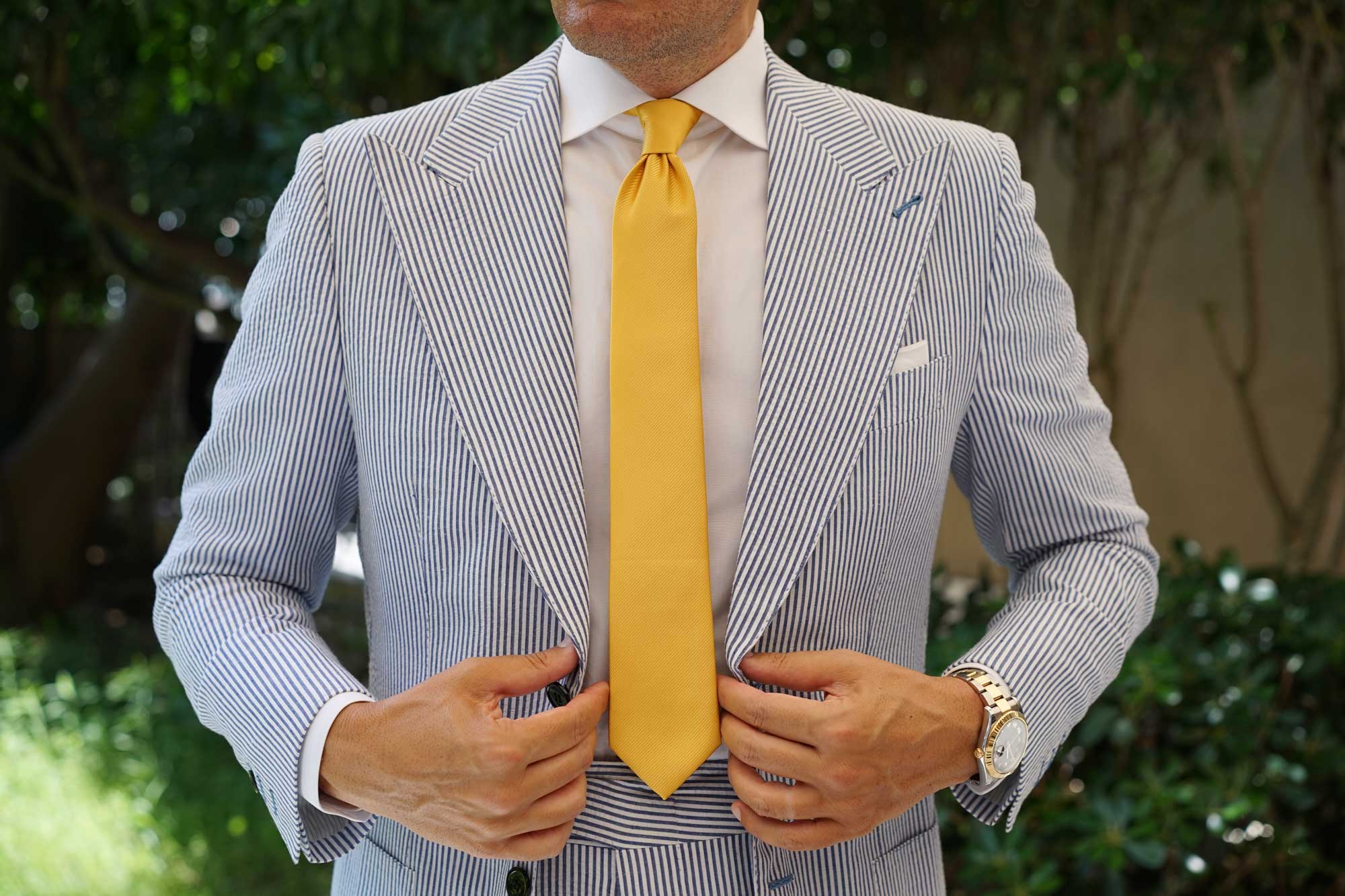 Honey Gold Yellow Twill Skinny Tie