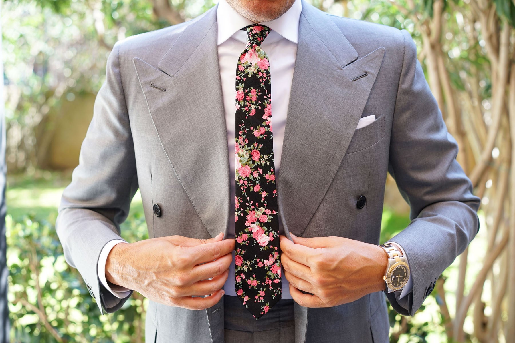 Carnation Floral Pink Skinny Tie