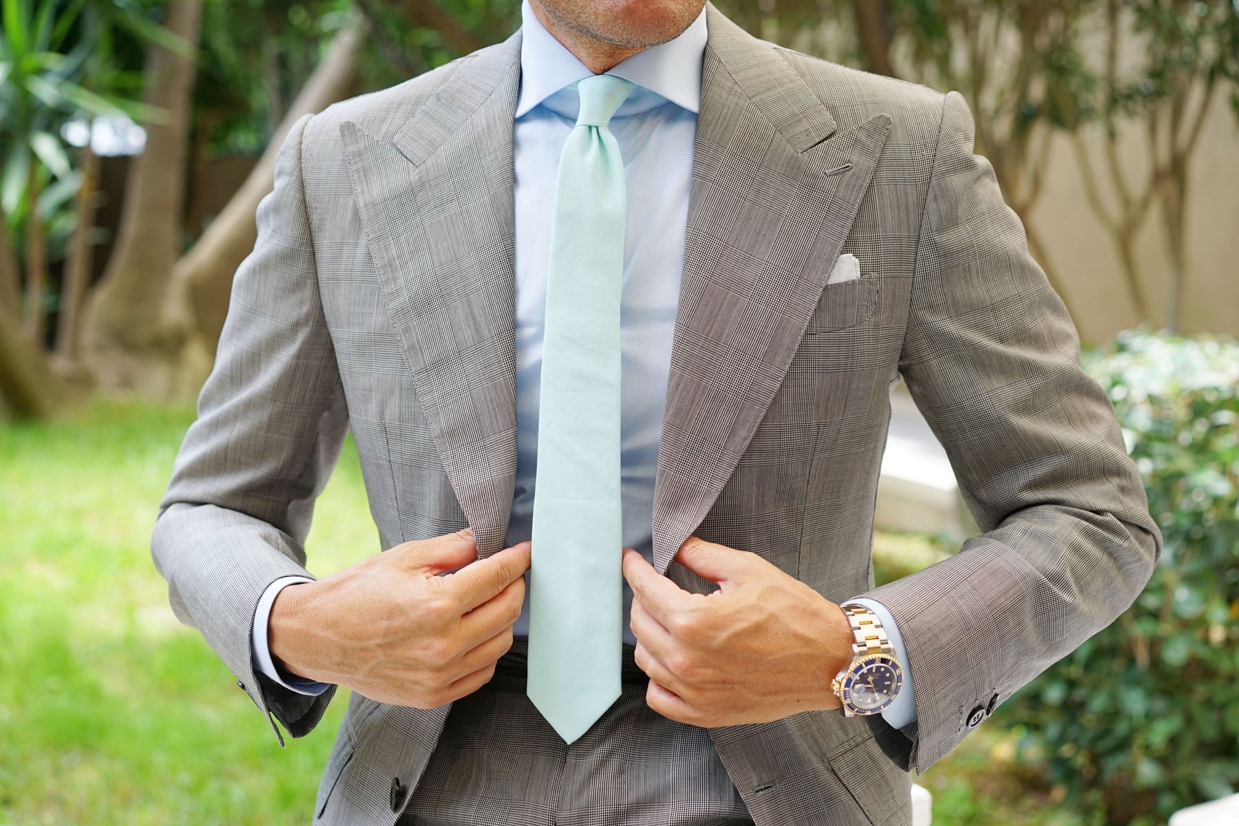 Mint Blue Cotton Skinny Tie