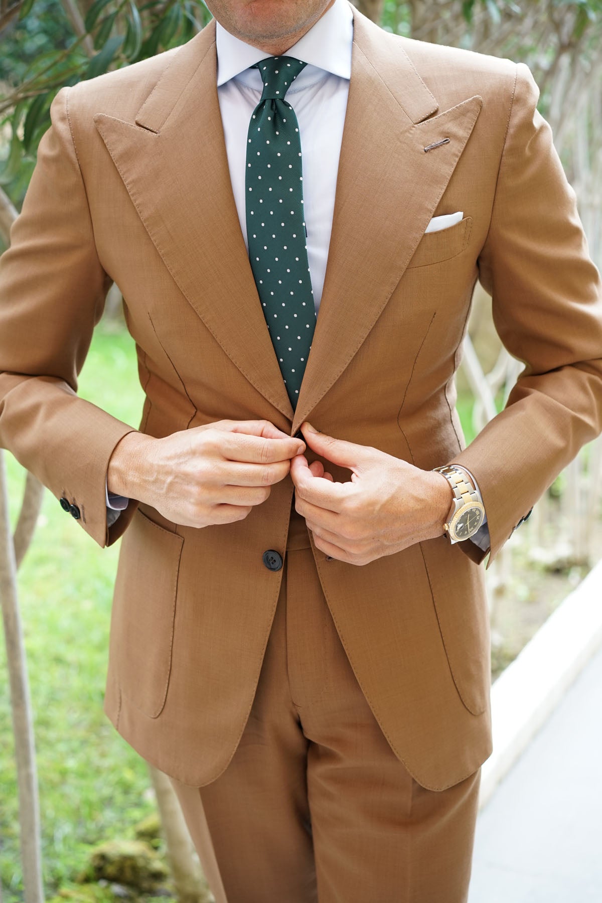 Forest Green Polka Dots Skinny Tie