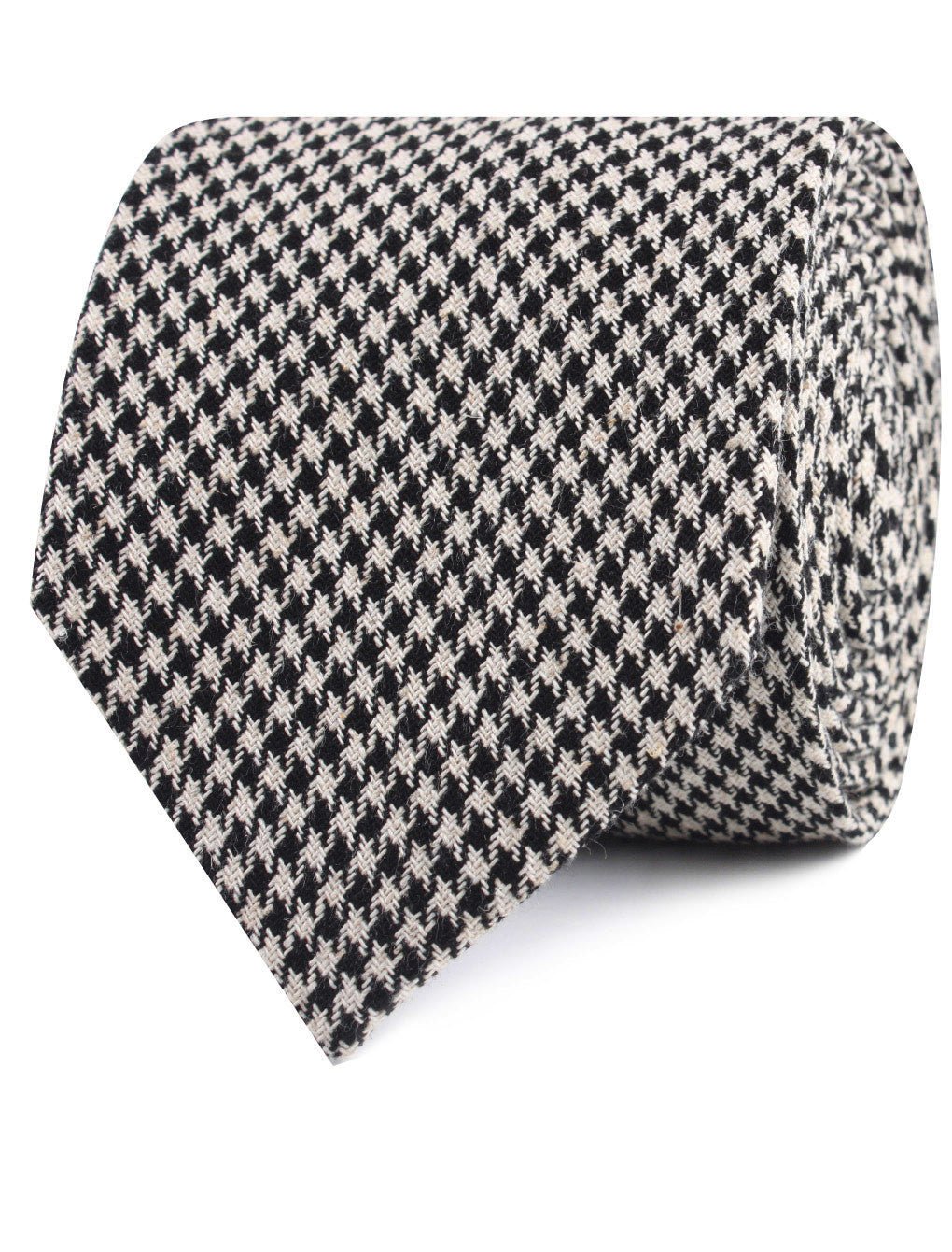 Black Houndstooth Spider Linen Tie