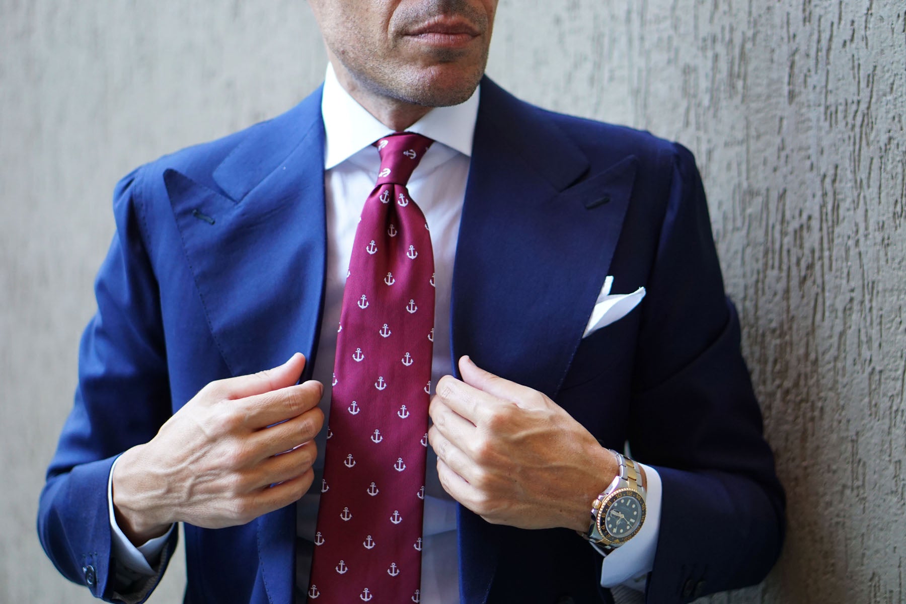 Burgundy Anchor Necktie