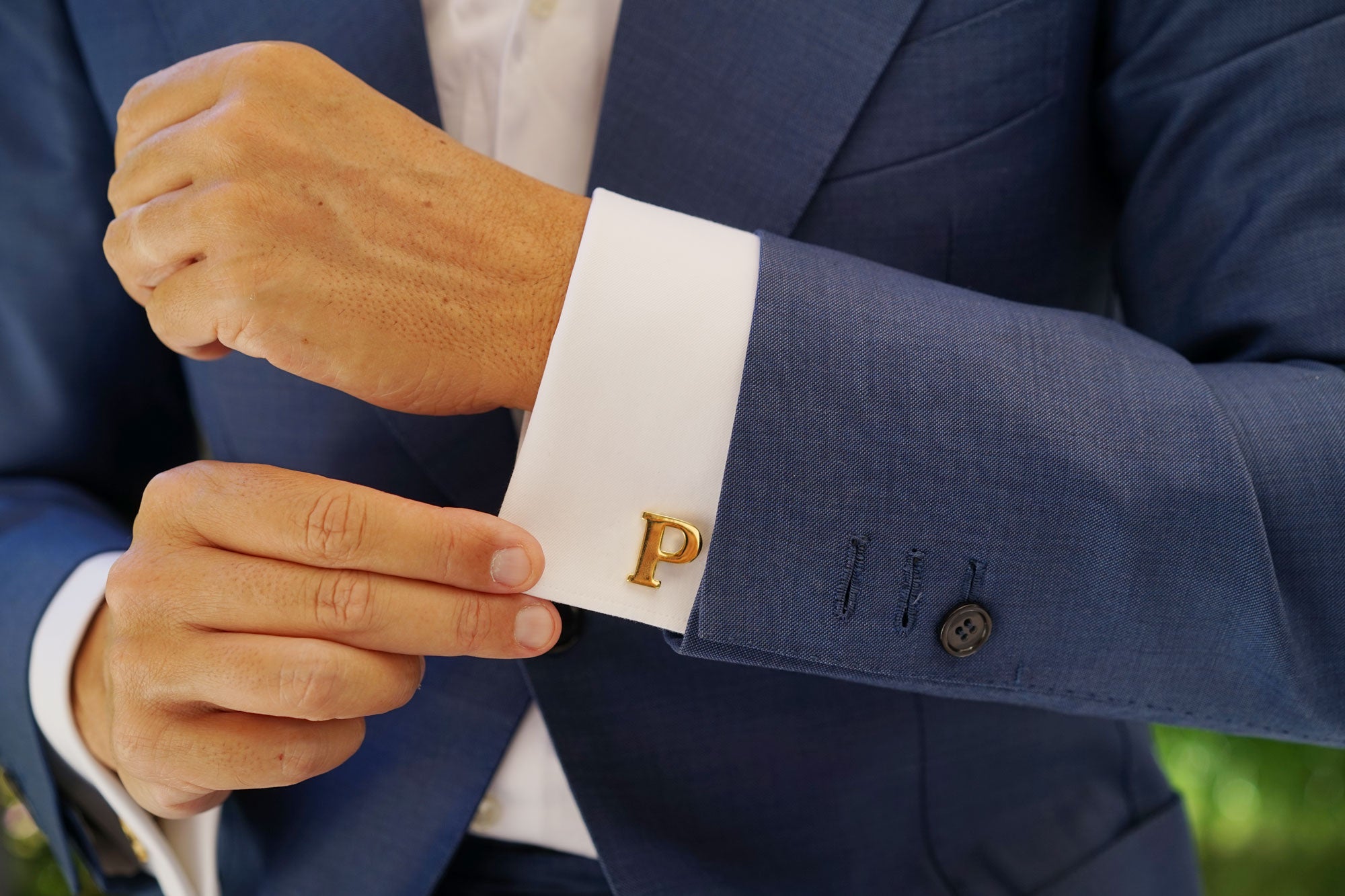 Letter P Gold Cufflinks