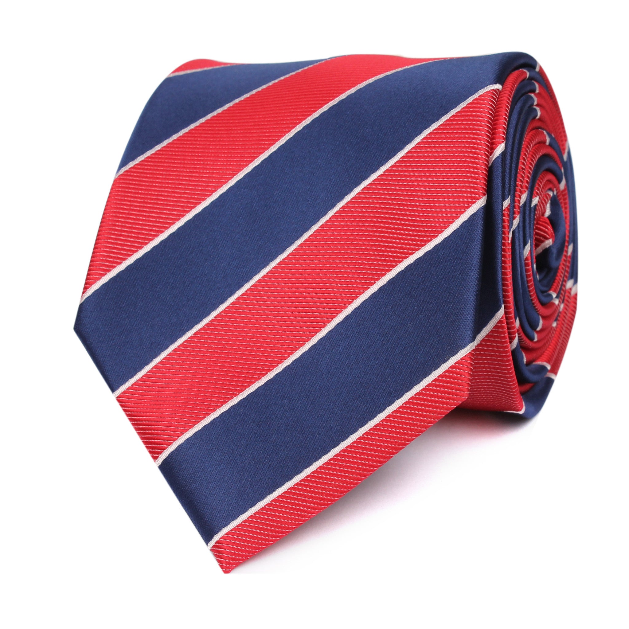 Navy Blue White and Red Diagonal Tie