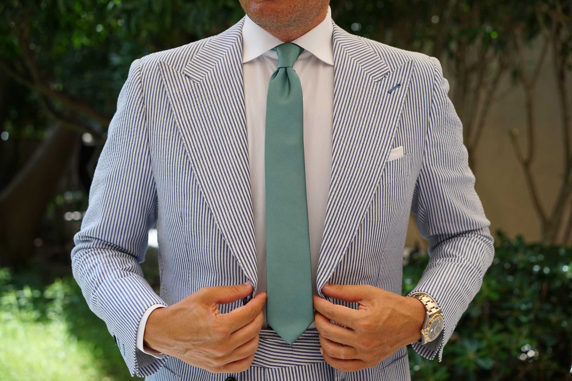 Viridian Green Twill Skinny Tie