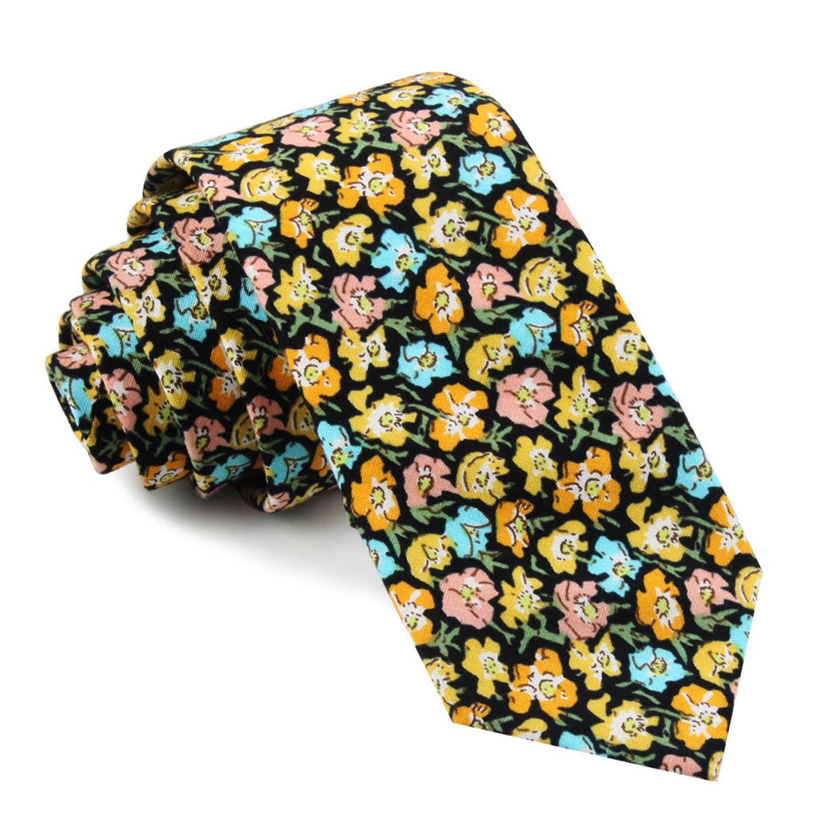 Huelva Yellow Floral Skinny Tie