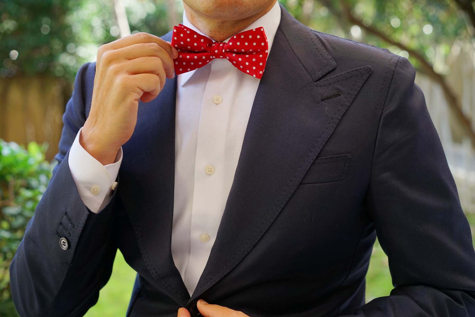 Royal Red Polka Dots Bow Tie