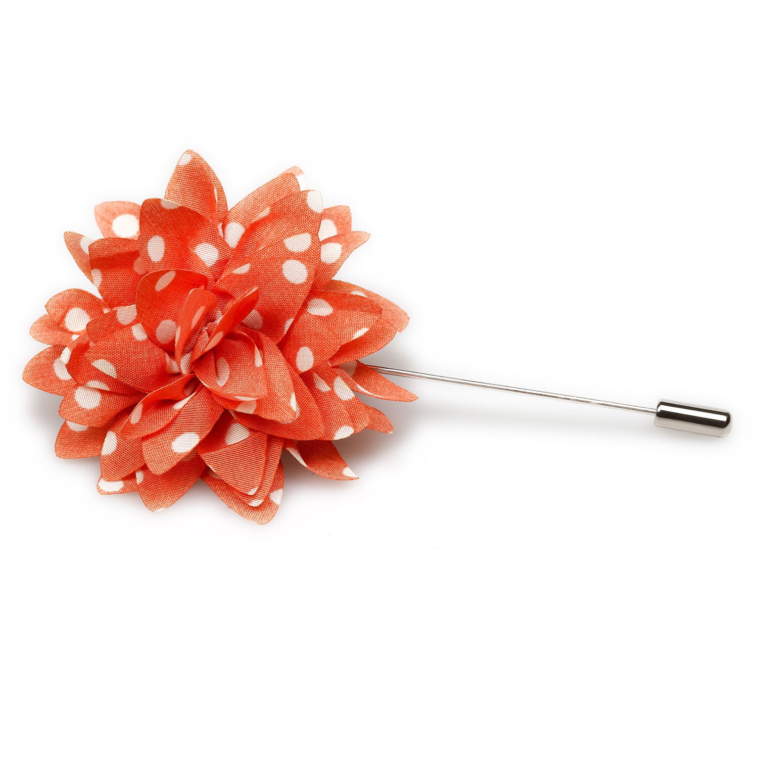 Orange Polka Dot Lapel Flower