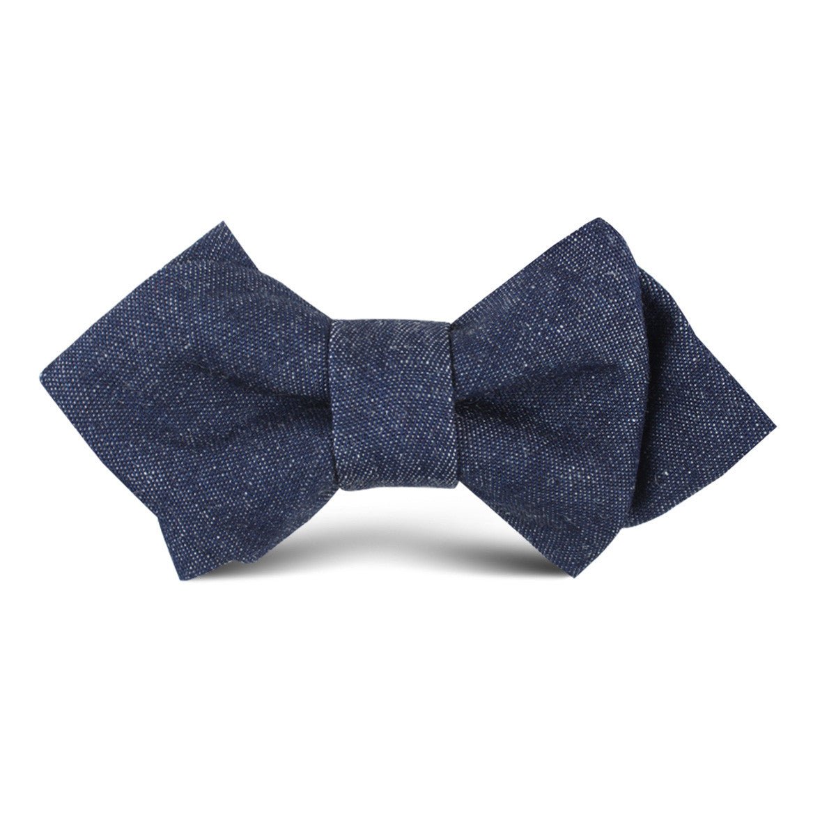 Dark Blue Raw Denim Linen Kids Diamond Bow Tie