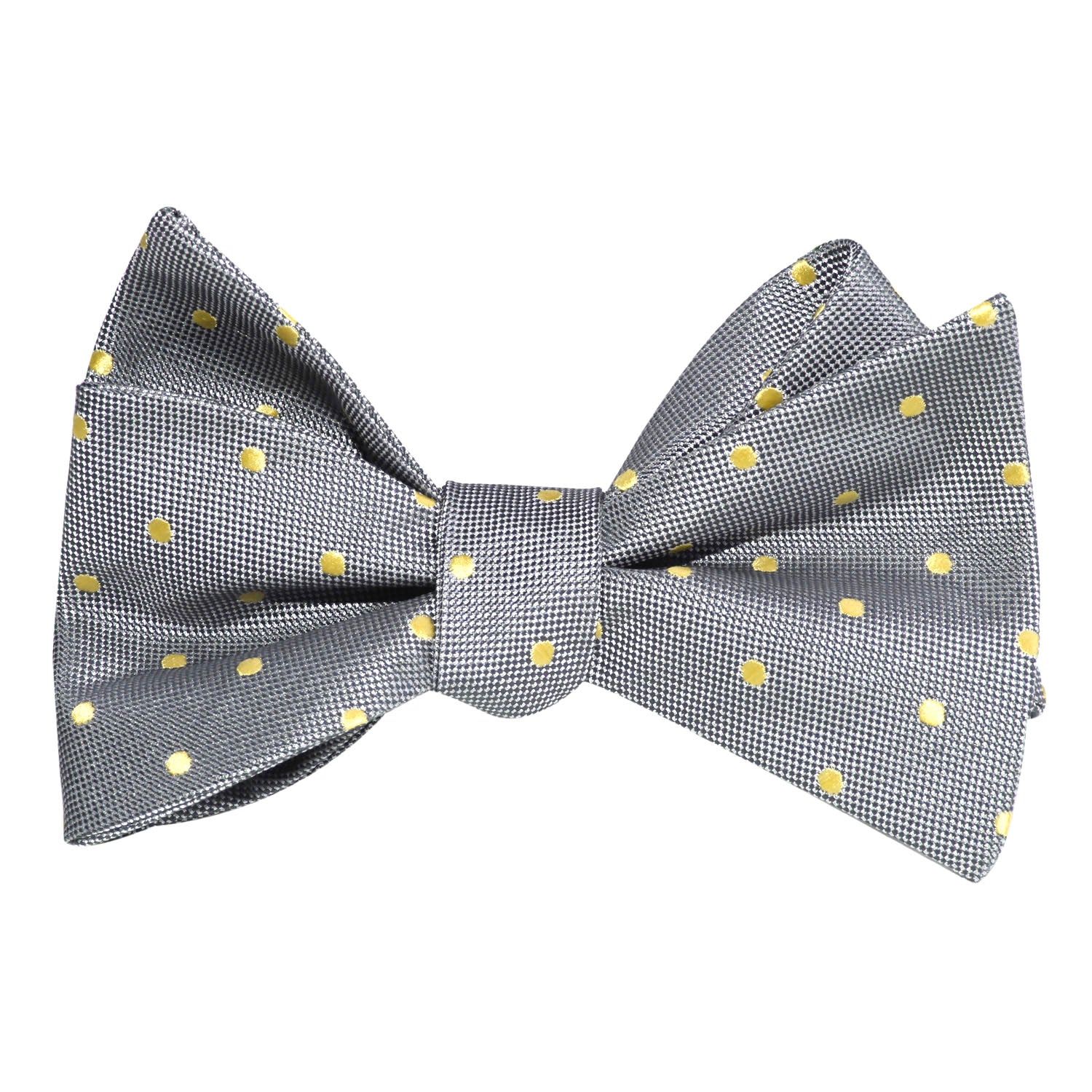 Grey with Yellow Polka Dots Self Tie Bow Tie