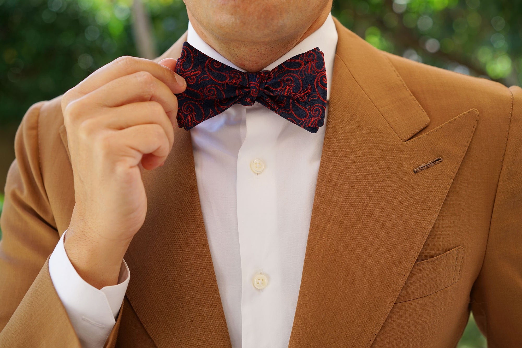 Yazd Red Paisley Self Bow Tie