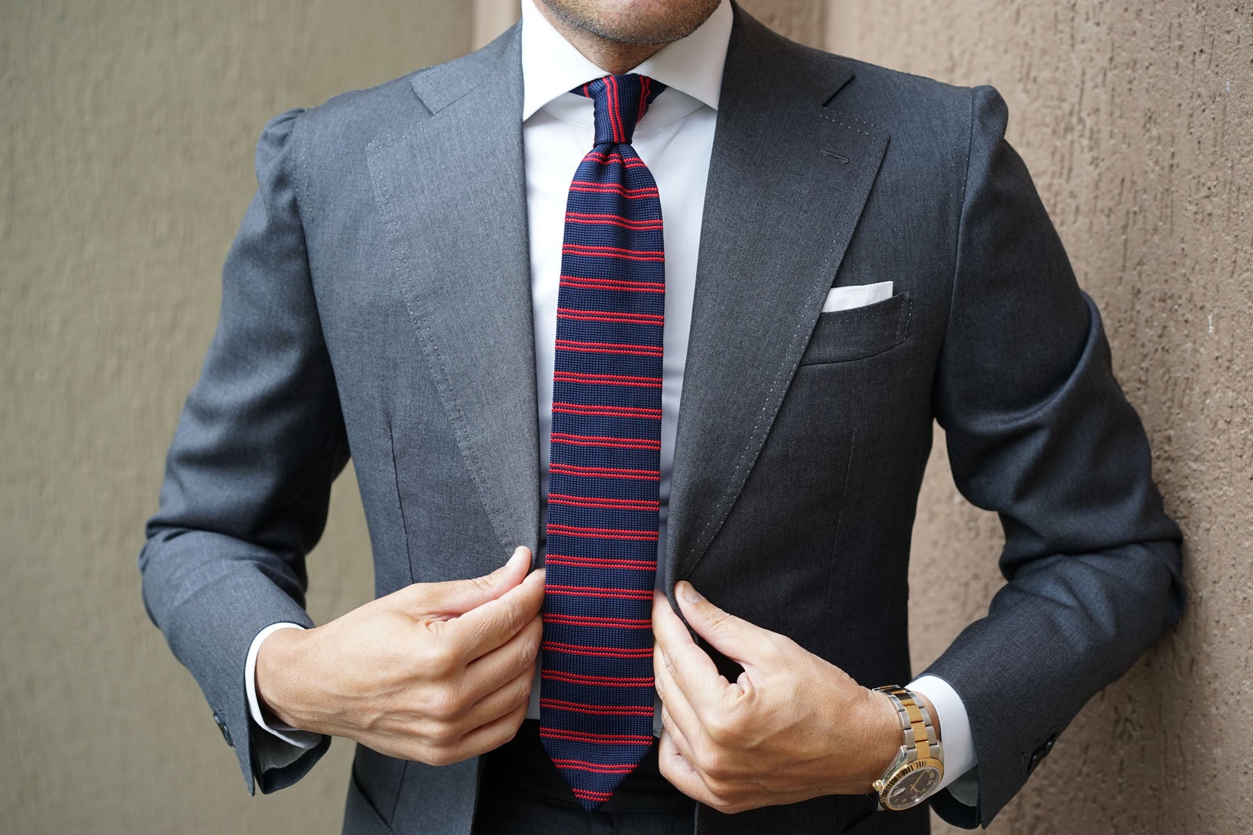 La Phoenix Striped Knitted Tie