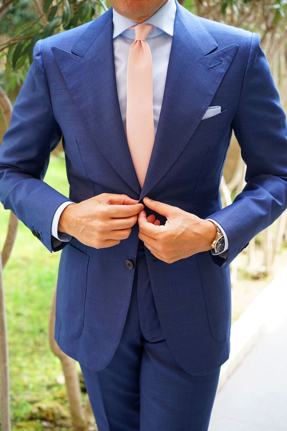 Peach Grain Skinny Tie