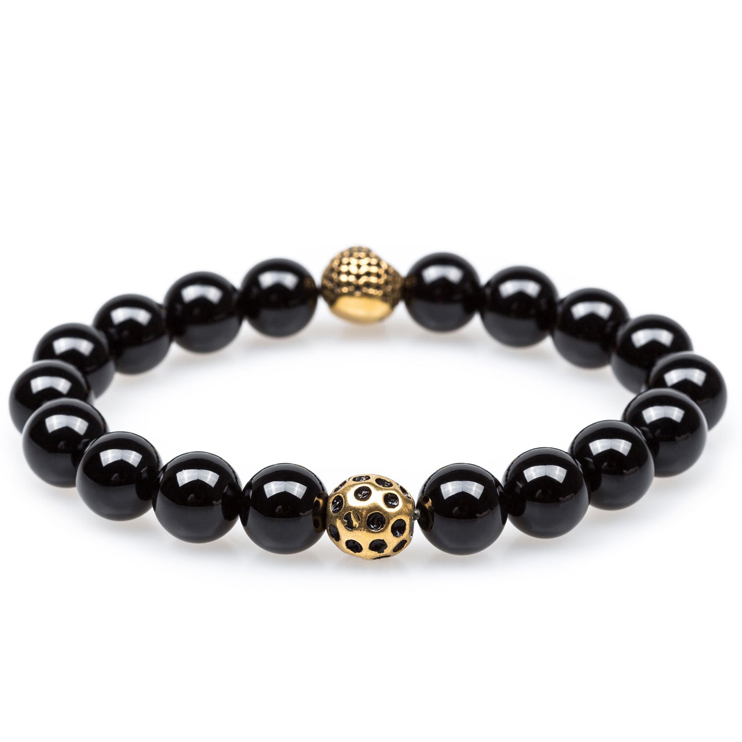 Calavera Black Onyx Gold Skull Bracelet