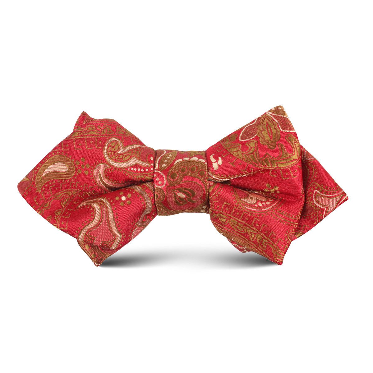 Paisley Maroon with Brown Kids Diamond Bow Tie