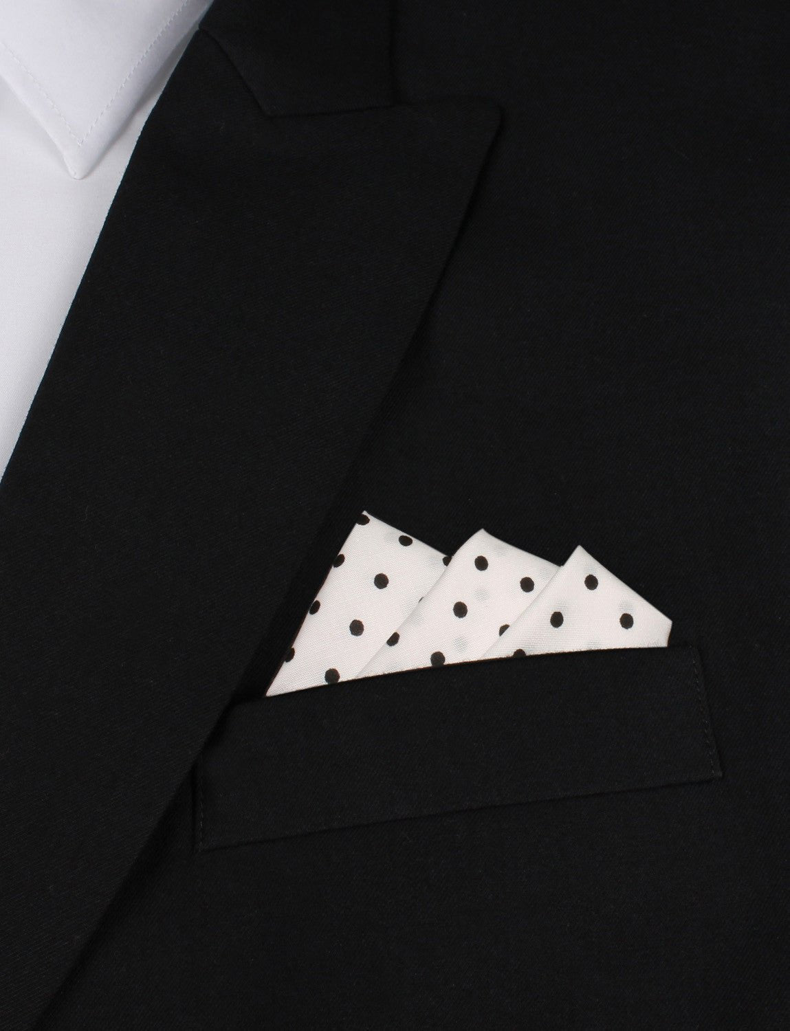 White Cotton with Black Mini Polka Dots Pocket Square