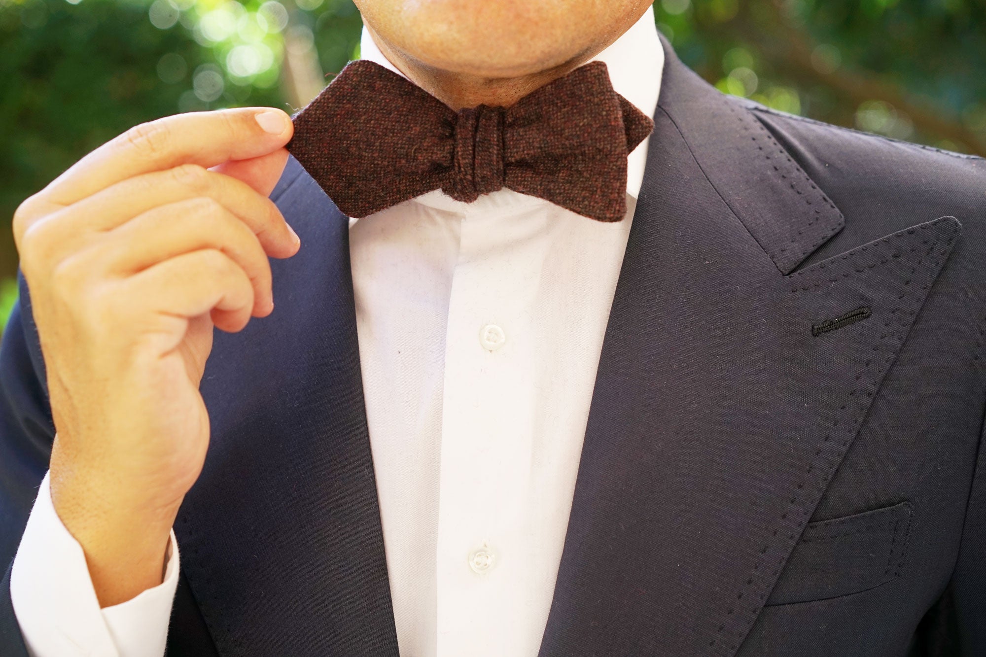 Rambouillet Donegal Brown Wool Diamond Self Bow Tie