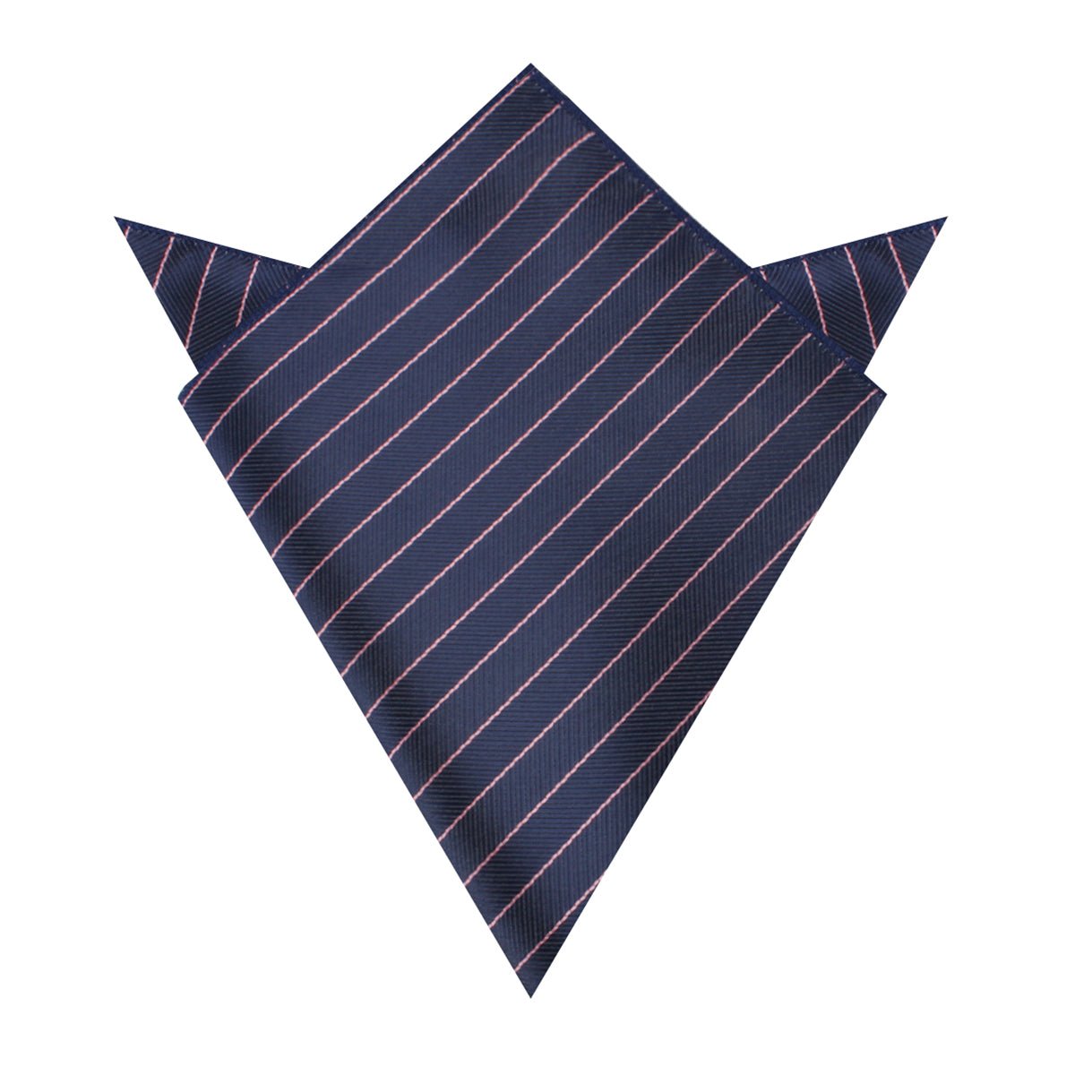 Pink Striped Navy Blue Herringbone Pocket Square