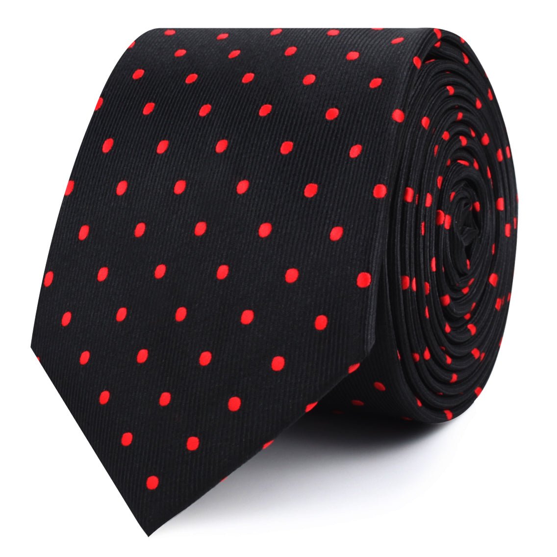 Black with Red Polka Dots Skinny Tie