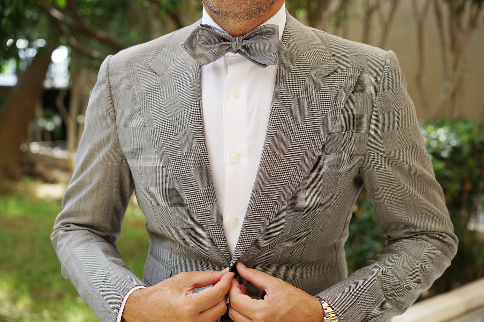 The OTAA Charcoal Grey Anchor Self Tie Diamond Tip Bow Tie