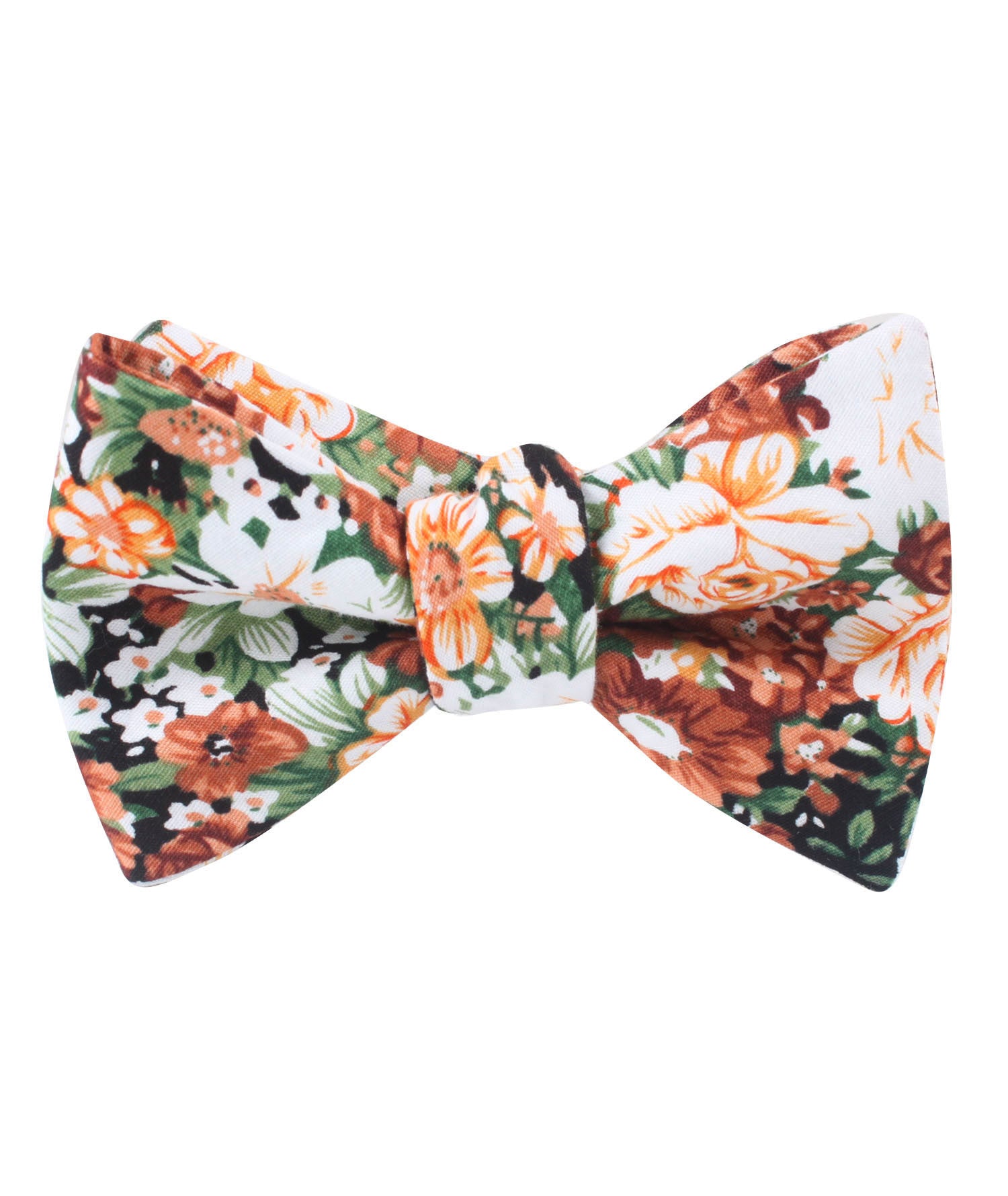 San Pietro Orange Floral Self Bow Tie